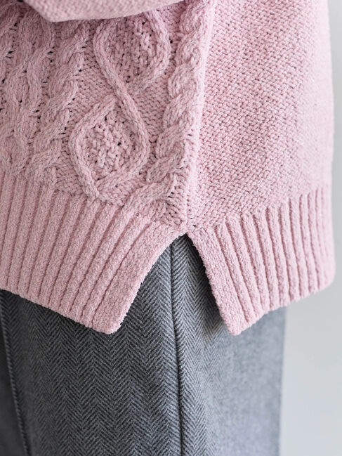 Samansa Mos2 blue「ラメモールケーブルニットプルオーバー」|ニット・セーター|