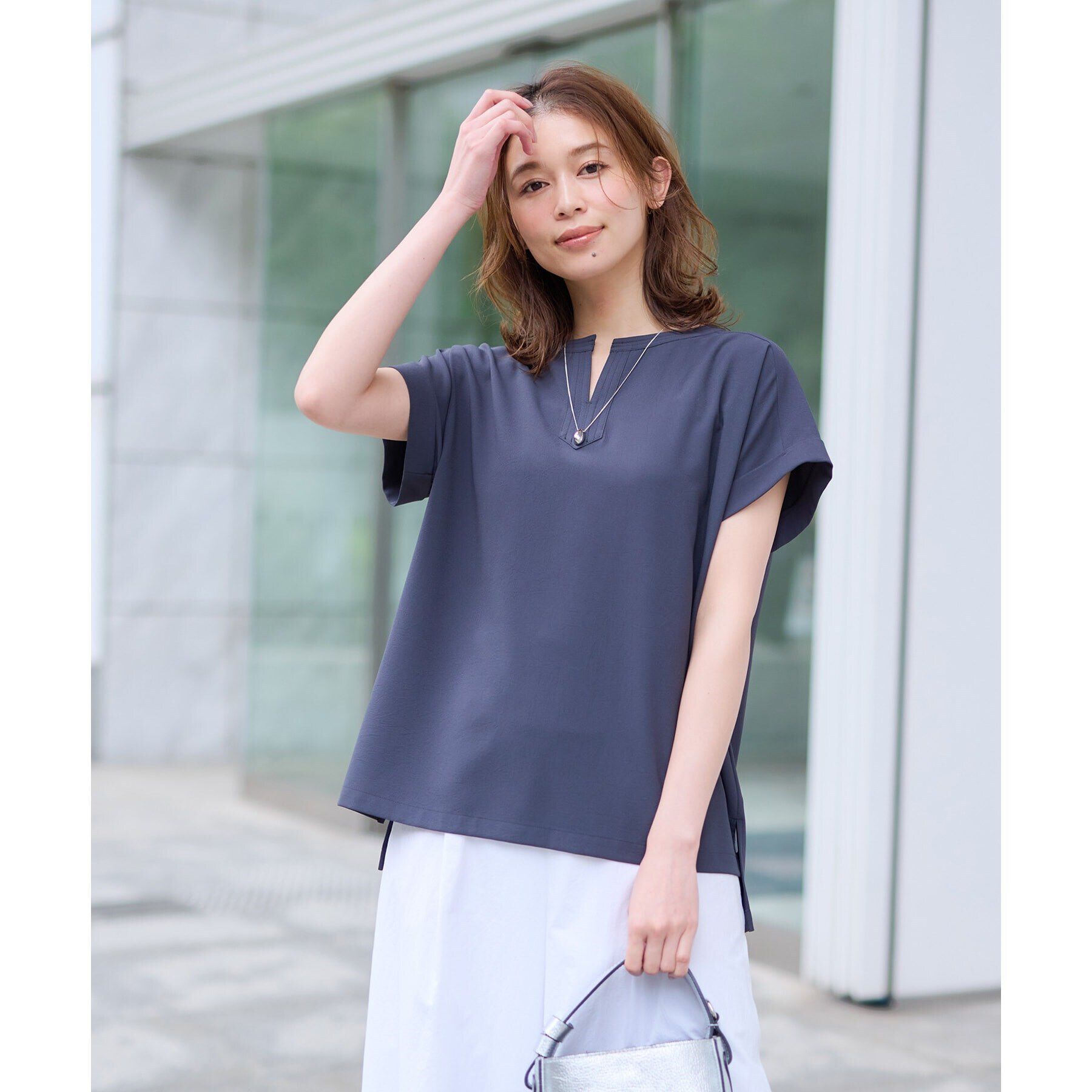 UNTITLED「【清涼感／夏も快適人気セットアップ】リラックスシルエット スキッパーブラウス」|シャツ・ブラウス|