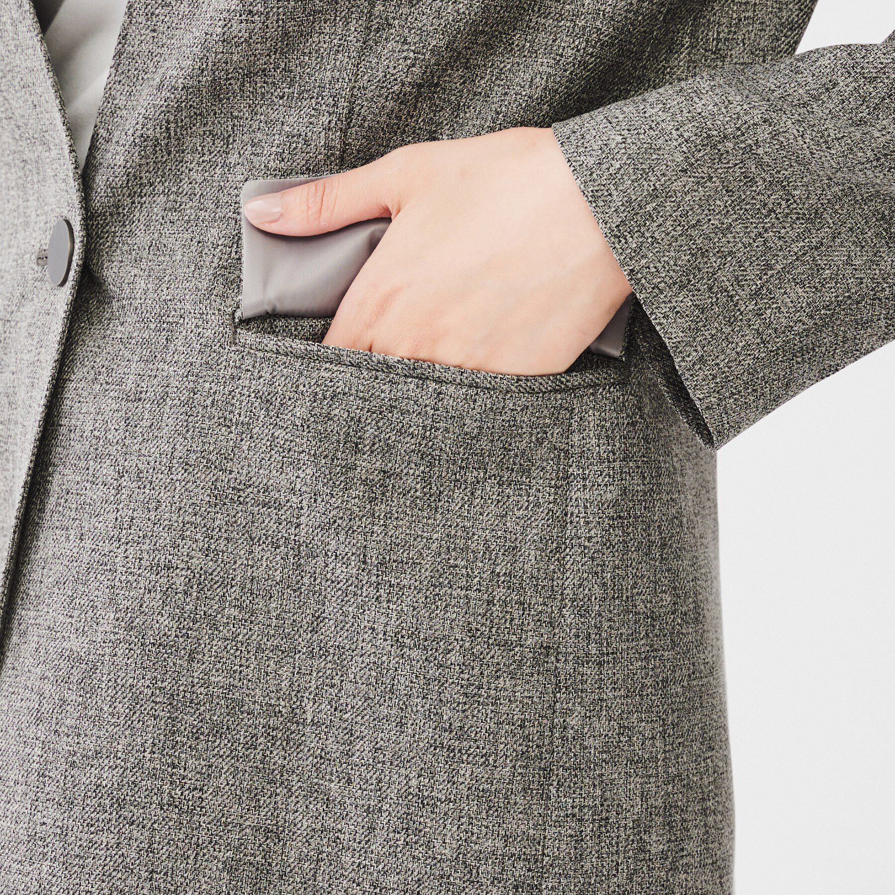 UNTITLED「【ツイードライク/セットアップ可】 メランジカラーレスジャケット」|ノーカラージャケット|