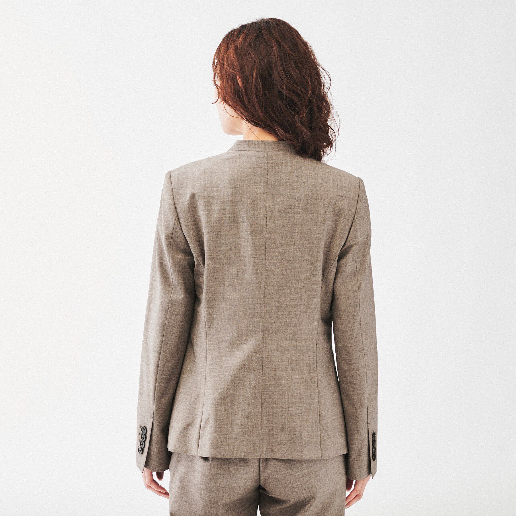 UNTITLED「【通勤スーツ/日本製】ウーステッド カラーレスジャケット」|ノーカラージャケット|