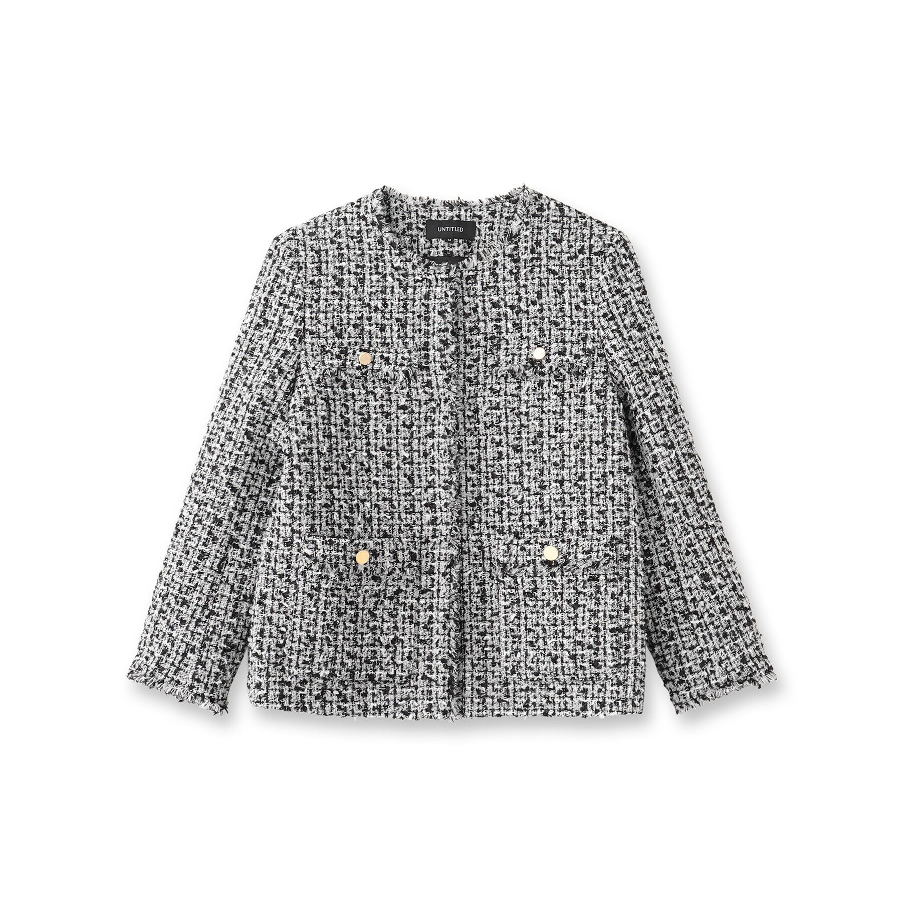 UNTITLED「【きれいめカジュアル/通勤/入卒】ファンシーツイード ジャケット」|ノーカラージャケット|
