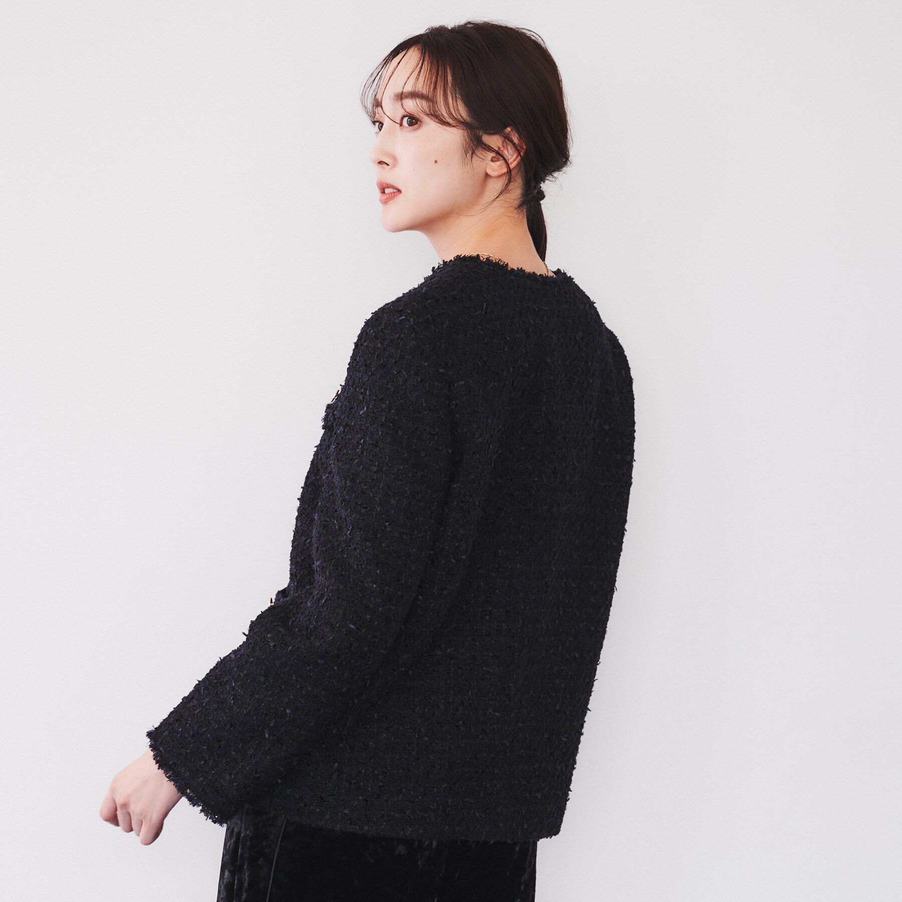 UNTITLED「【きれいめカジュアル/通勤/入卒】ファンシーツイード ジャケット」|ノーカラージャケット|