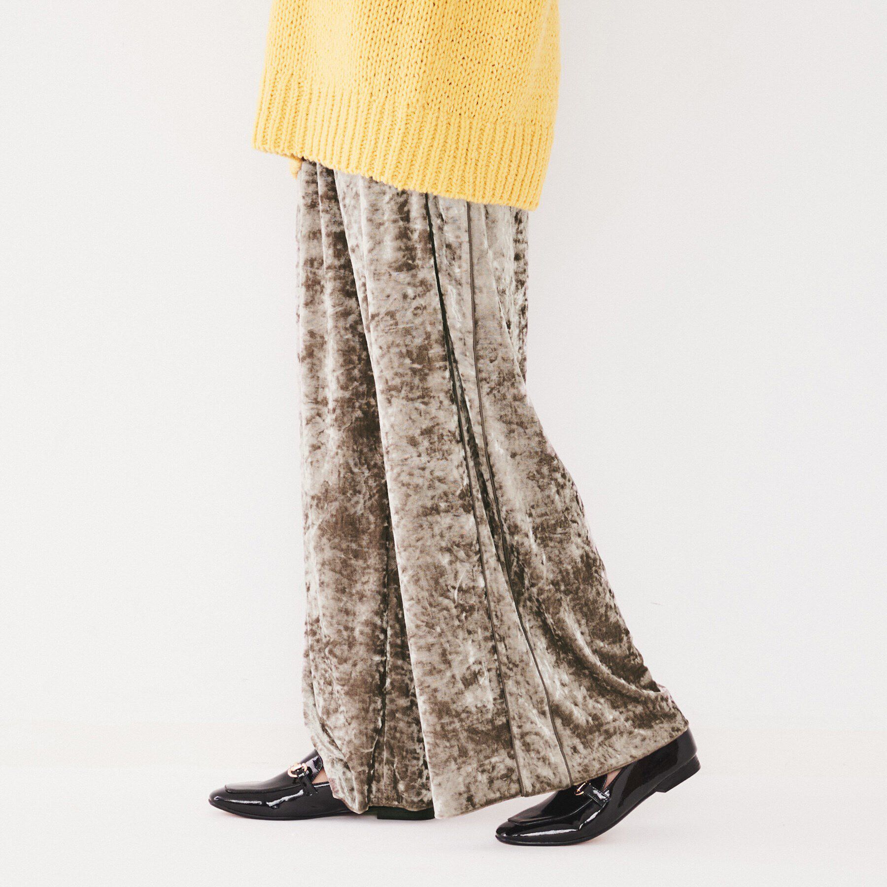 UNTITLED「【ウエストゴム/洗える】クラッシュベロア ワイドパンツ」|その他|