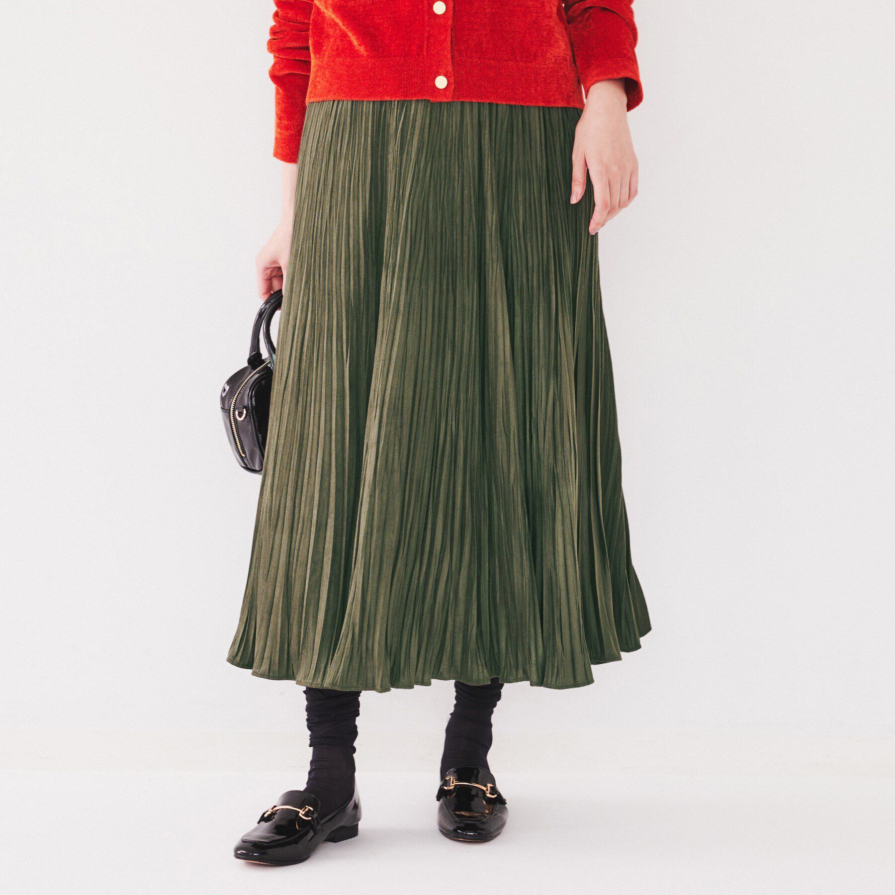 UNTITLED「【洗える/ウエストゴム】スエード風ランダムプリーツスカート」|スカート|