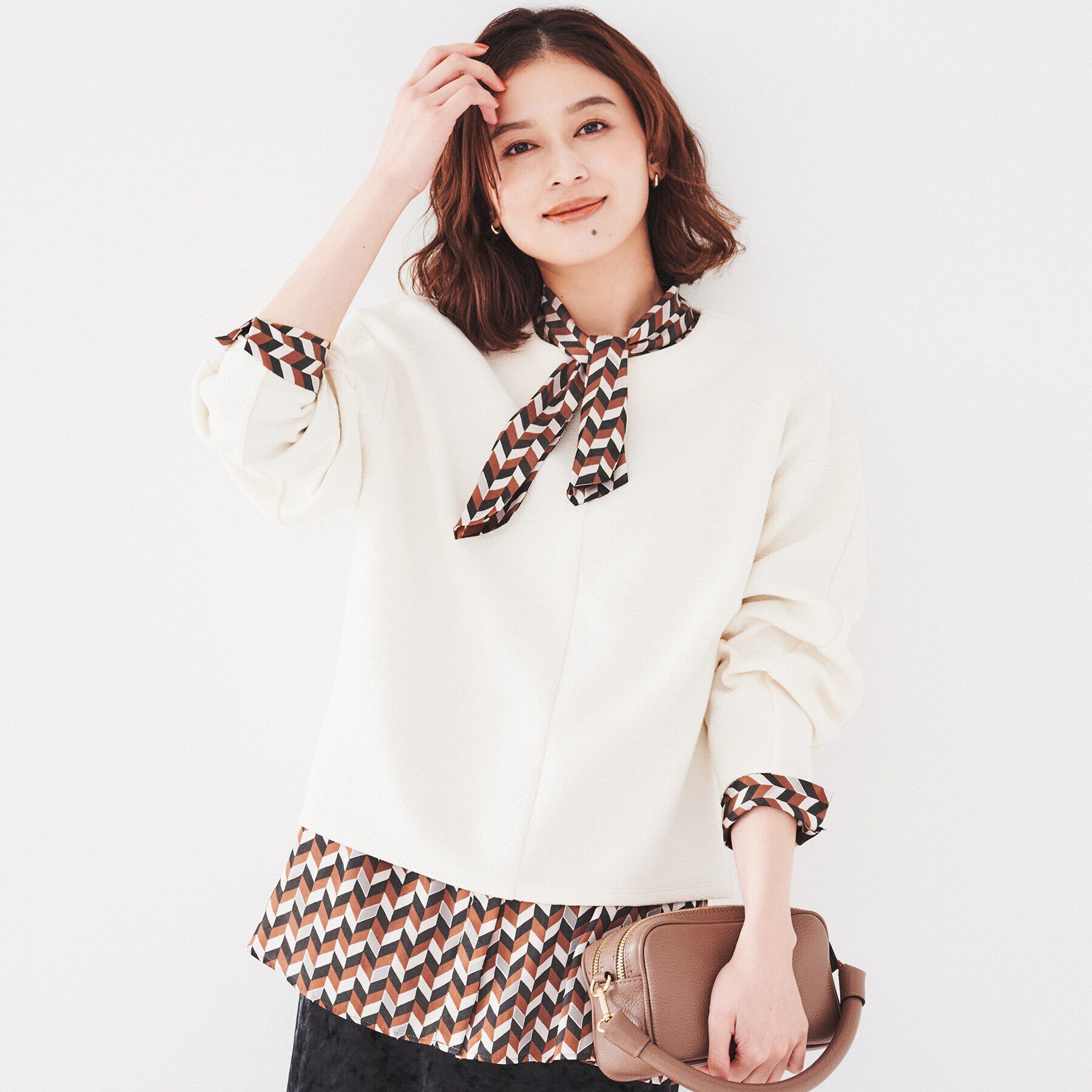 UNTITLED「【洗える】ウェーブ調ジャージトップス」|Tシャツ・カットソー|