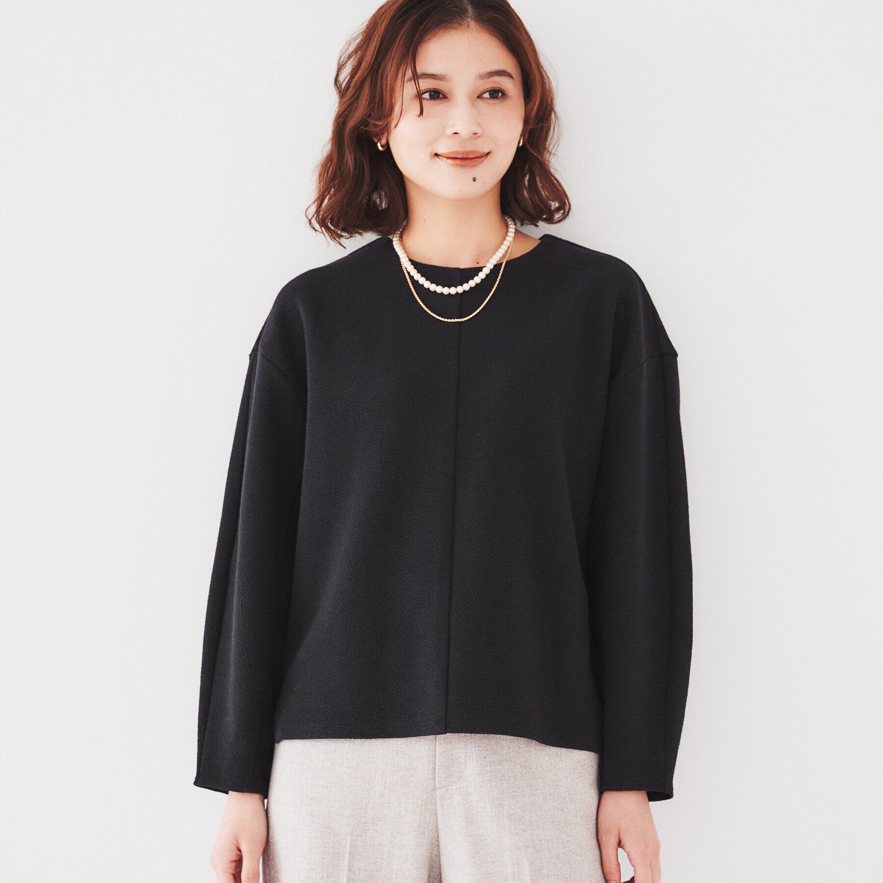 UNTITLED「【洗える】ウェーブ調ジャージトップス」|Tシャツ・カットソー|