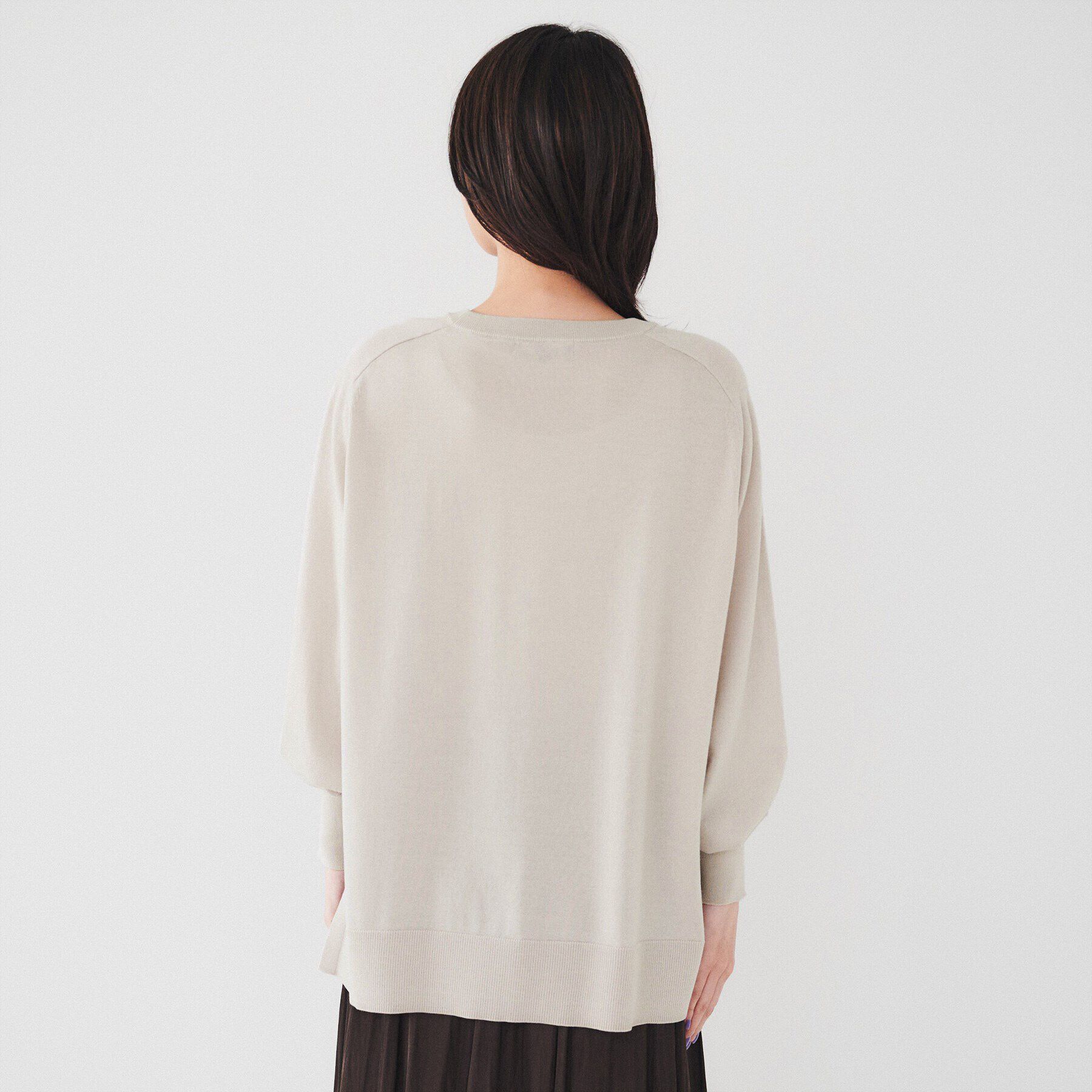 UNTITLED「【体型カバー】ウール ロング丈プルオーバーニット」|ニット・セーター|