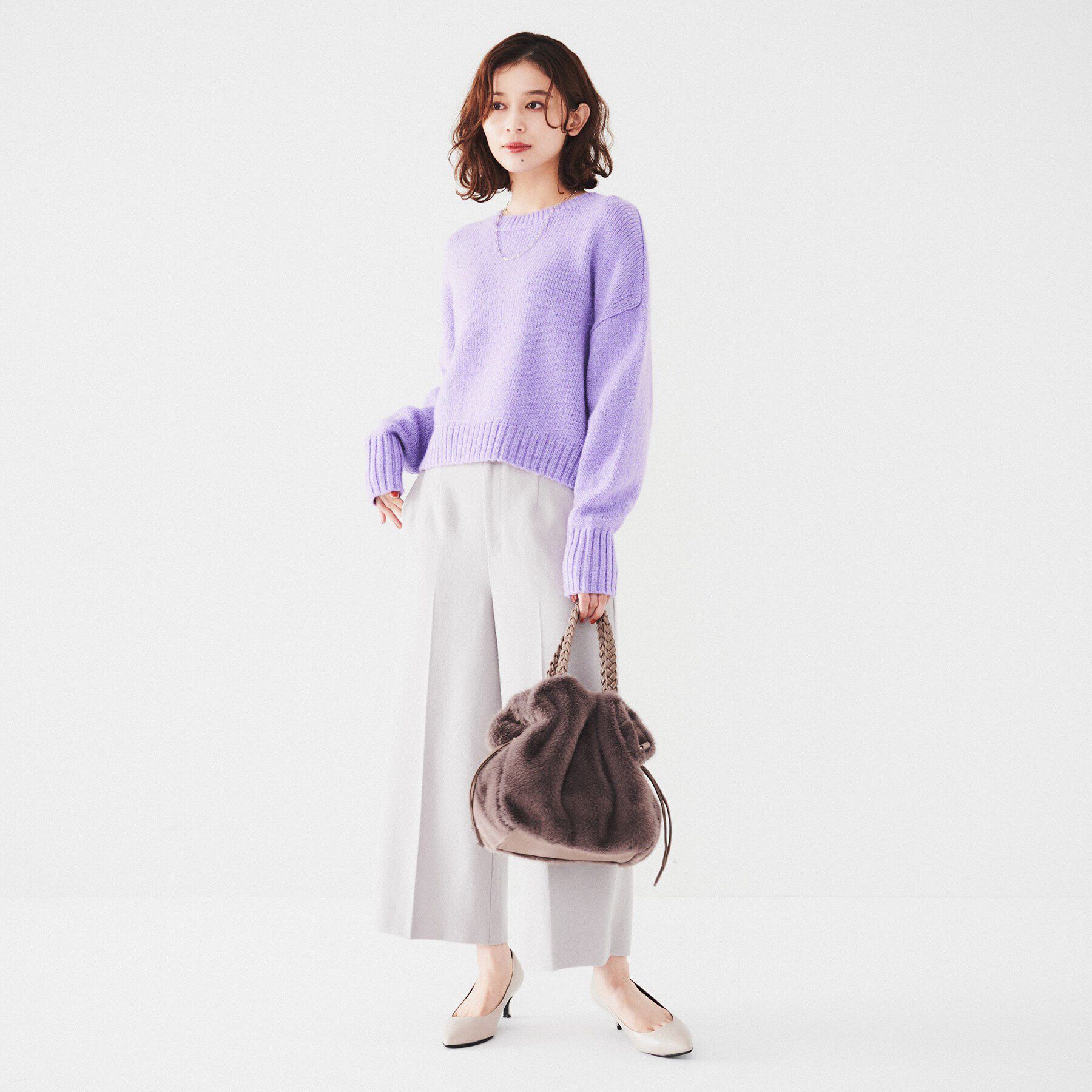 UNTITLED「【ラメ見え/ショート丈】クロップドニット」|ニット・セーター|