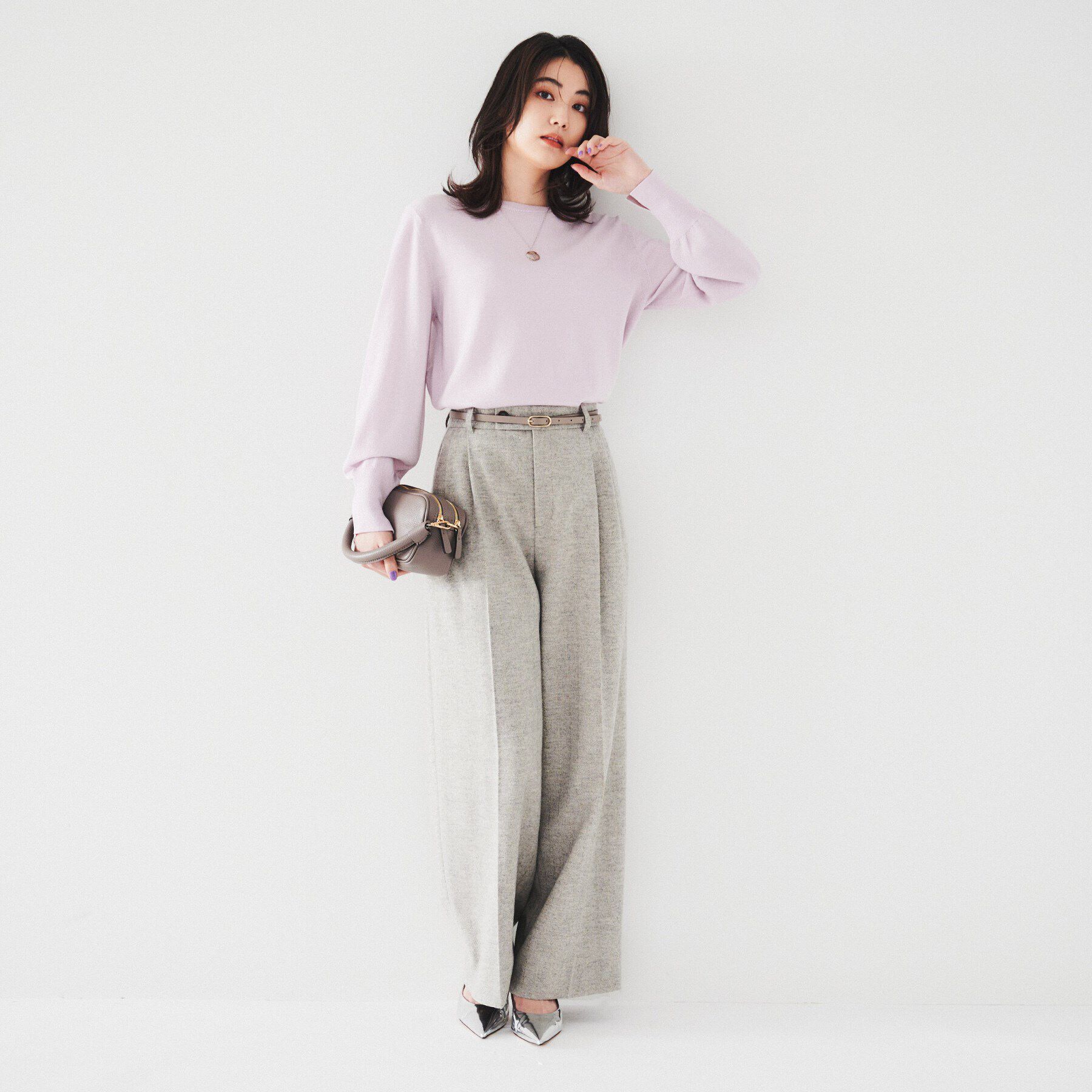 UNTITLED「【ラメ感/薄手/すっきり丈】ウールアクリル混 ラメプルオーバーニット」|ニット・セーター|