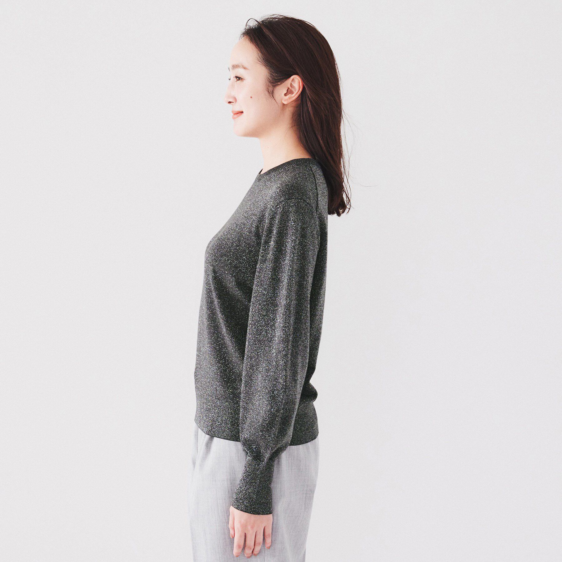 UNTITLED「【ラメ感/薄手/すっきり丈】ウールアクリル混 ラメプルオーバーニット」|ニット・セーター|