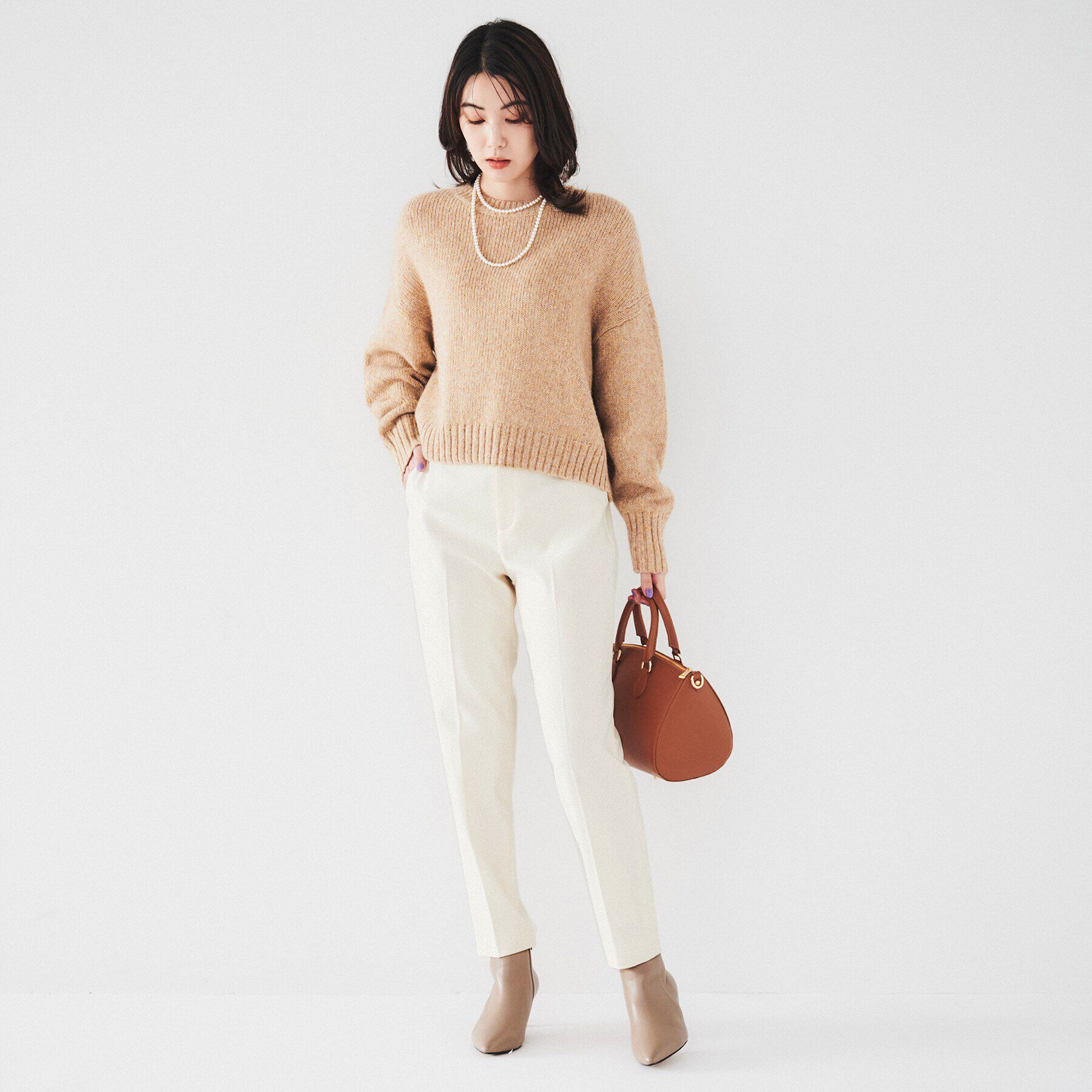 UNTITLED「【裏起毛/後ろウエストゴム/日本製】タックなしテーパードパンツ」|その他|