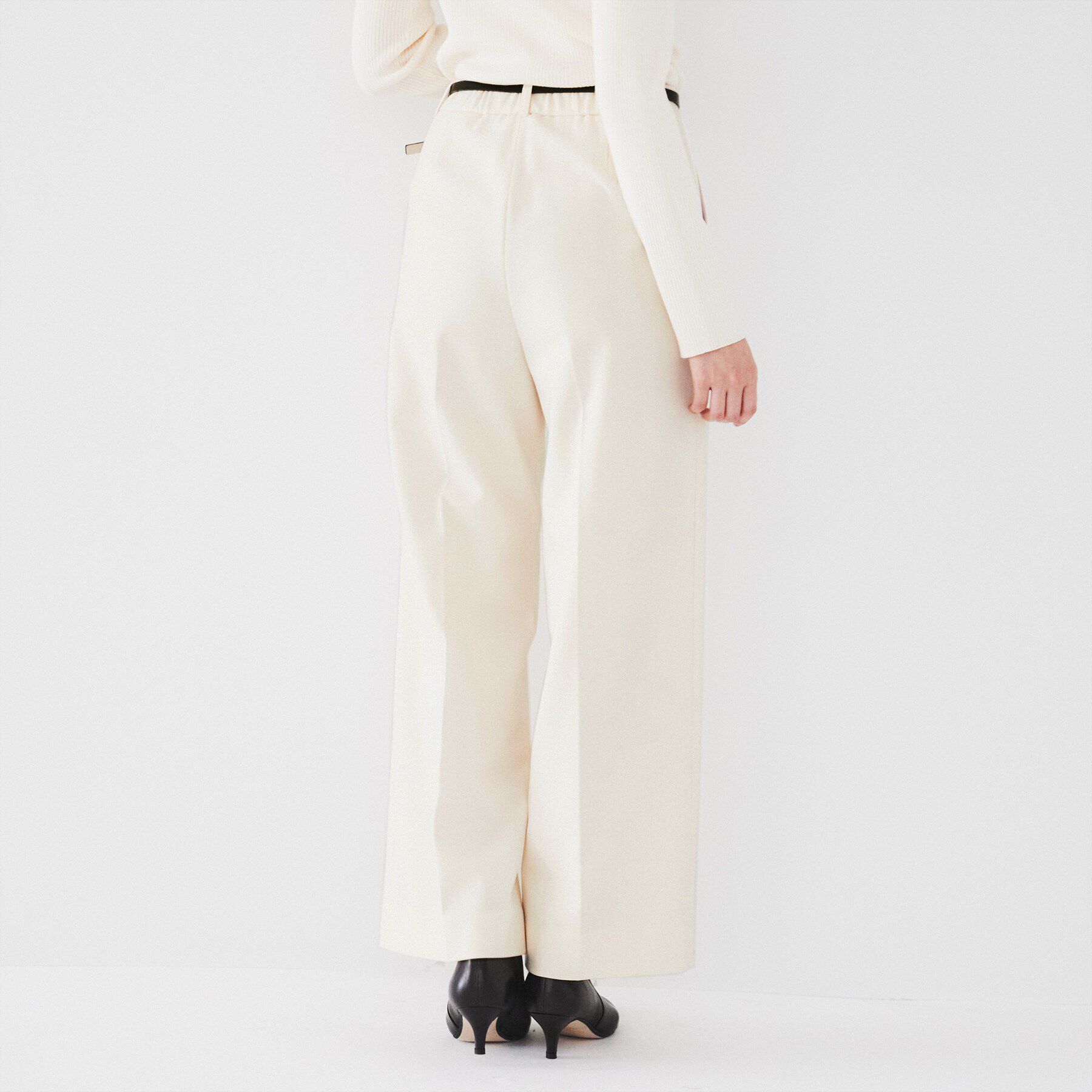 UNTITLED「【裏起毛/後ろウエストゴム/日本製】タックなしフルレングスワイドパンツ」|その他|