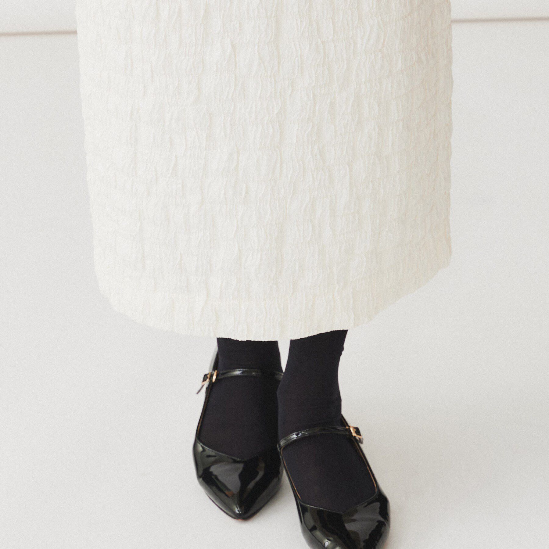 UNTITLED「【後ろウエストゴム/日本製/洗える】ブロック柄ジャカードナロースカート」|スカート|