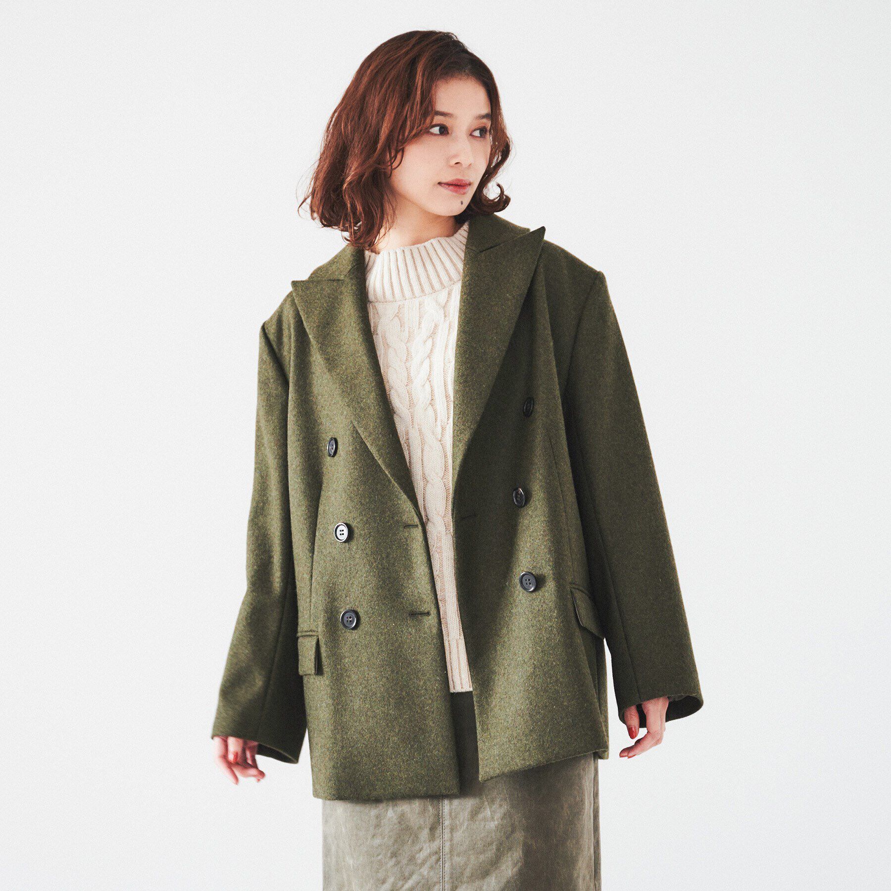 UNTITLED「【ミドル丈/日本製/イタリア素材】ウールメルトン ピーコート」|ピーコート|