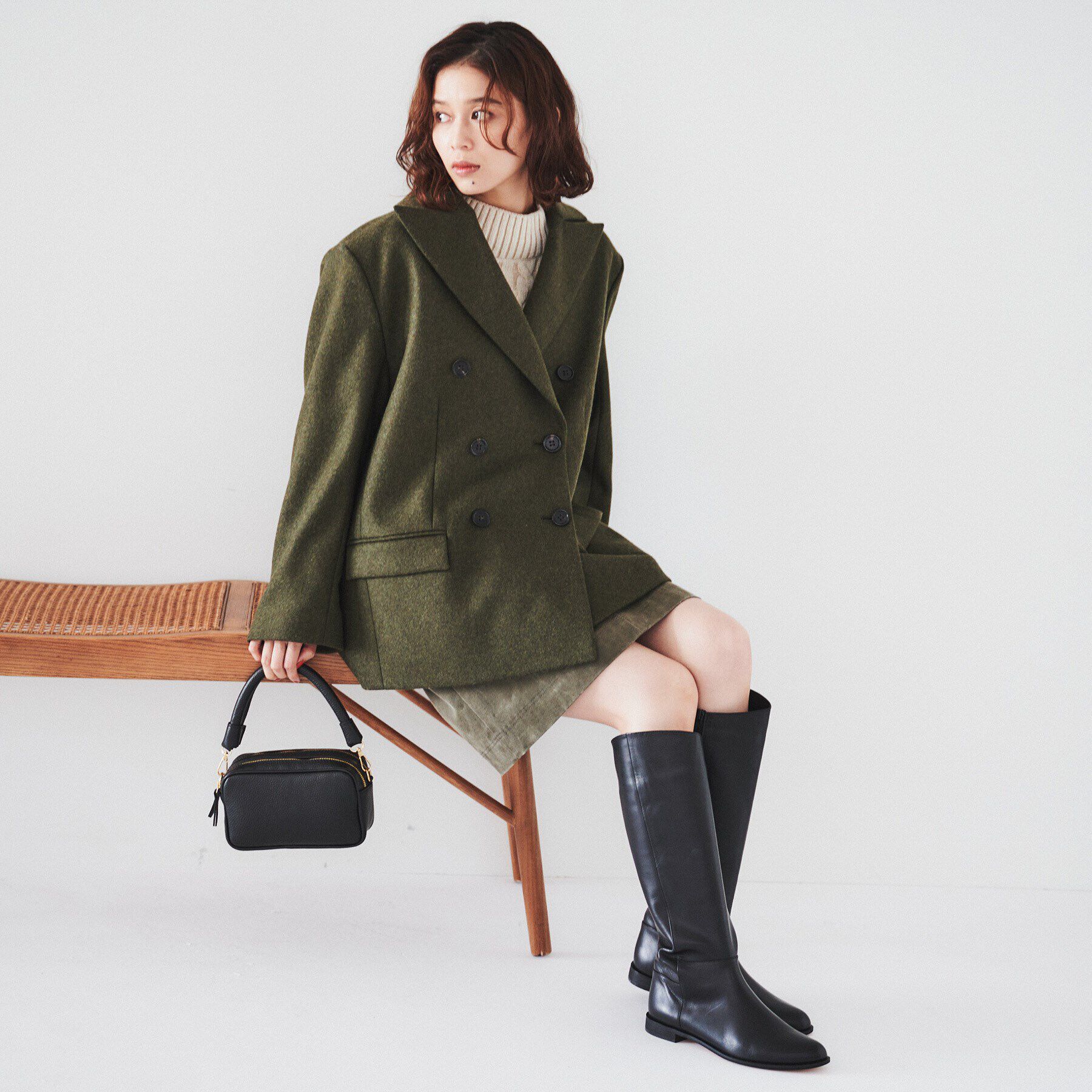 UNTITLED「【ミドル丈/日本製/イタリア素材】ウールメルトン ピーコート」|ピーコート|