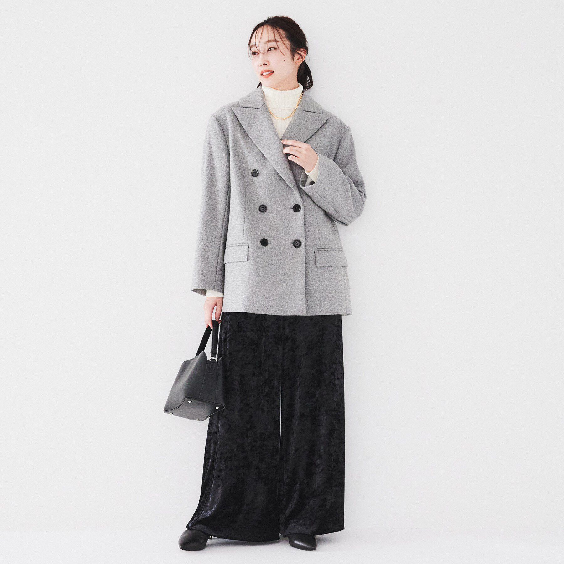 UNTITLED「【ミドル丈/日本製/イタリア素材】ウールメルトン ピーコート」|ピーコート|