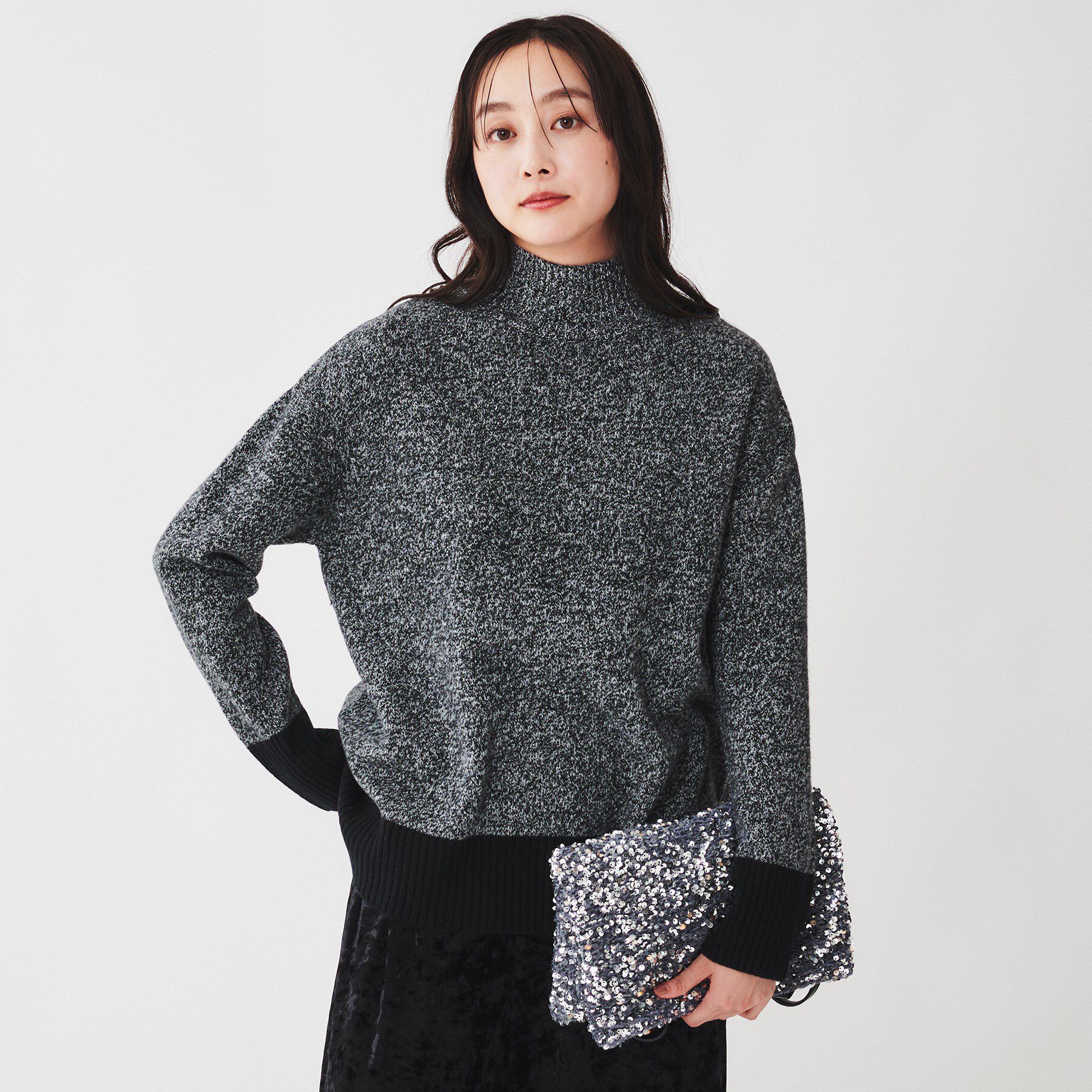 UNTITLED「ラムウールカシミヤ ボトルネックプルオーバーニット」|ニット・セーター|