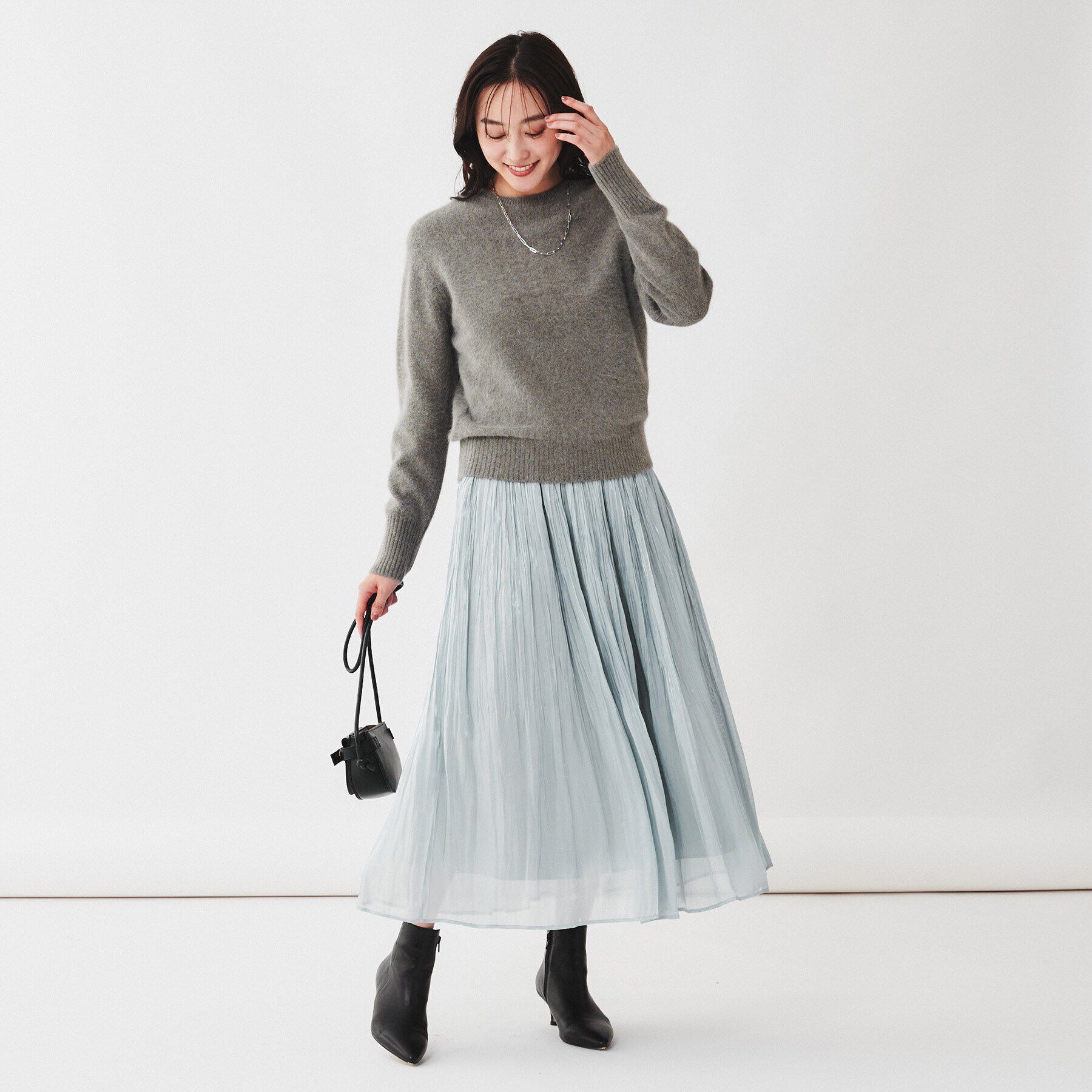 UNTITLED「【ウエストゴム/洗える】シアープリーツスカート」|スカート|