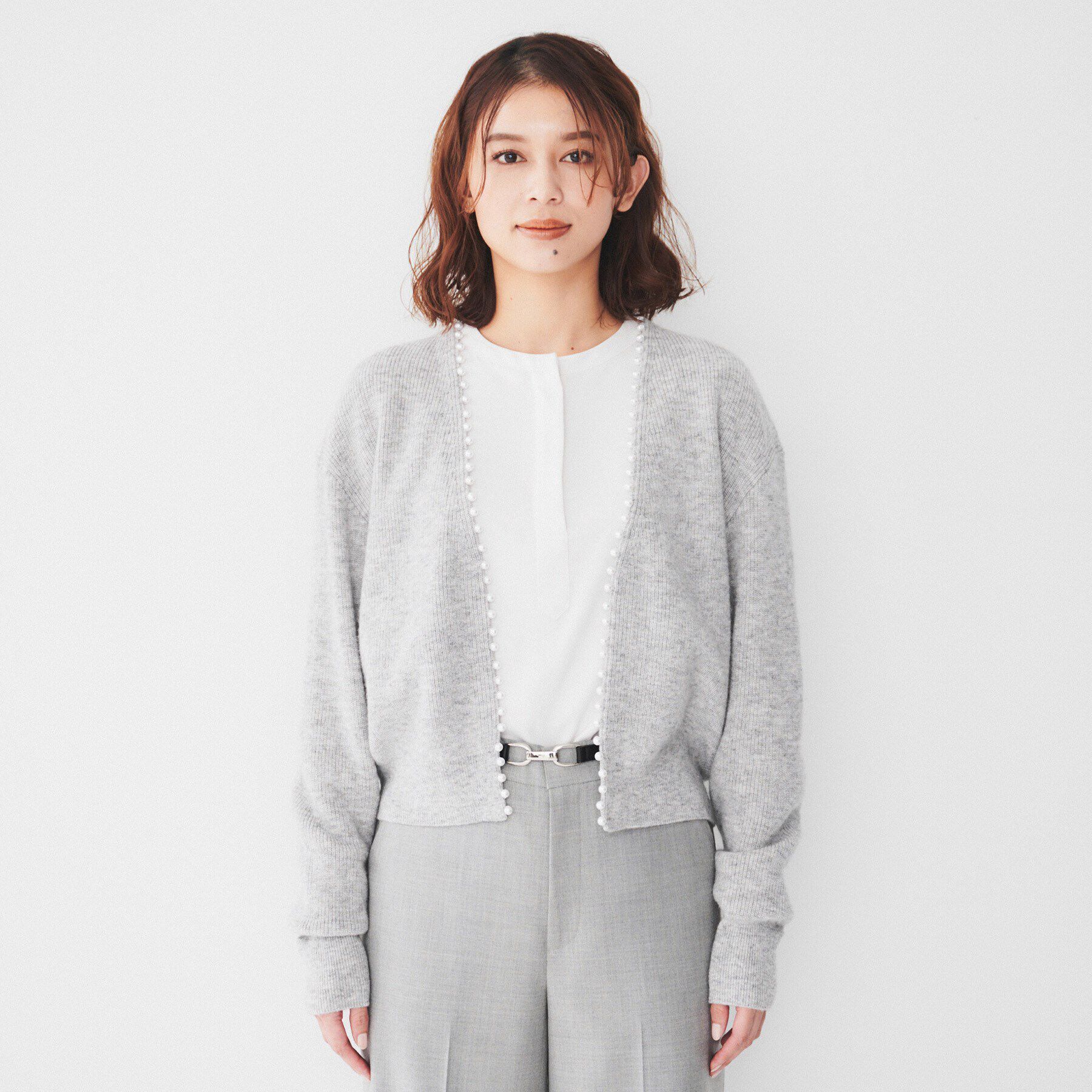 UNTITLED「【洗える/ボレロ】パール調付きニットカーディガン」|カーディガン|
