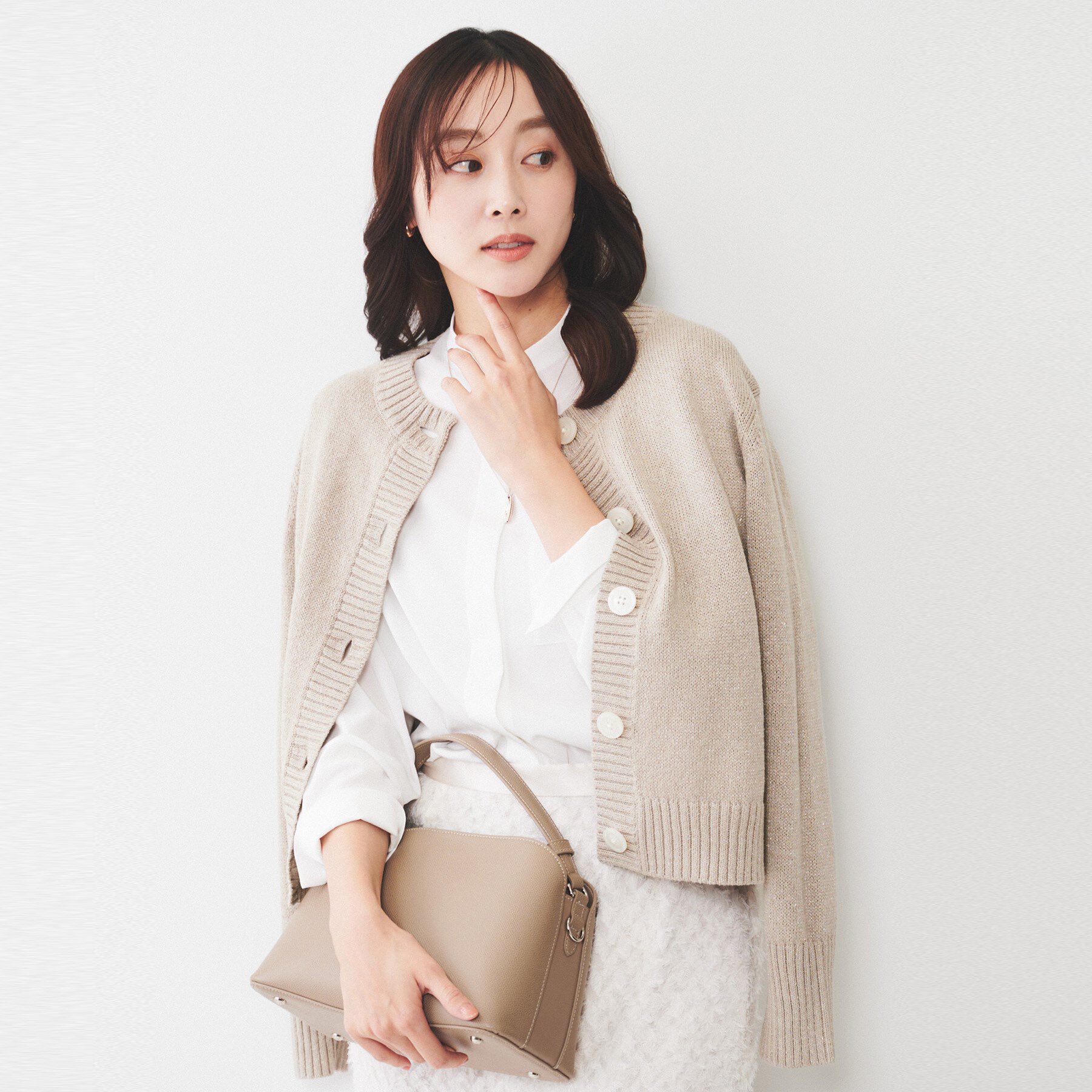 UNTITLED「【アンサンブル可能/ラメ調】コンパクトニットカーディガン」|カーディガン|