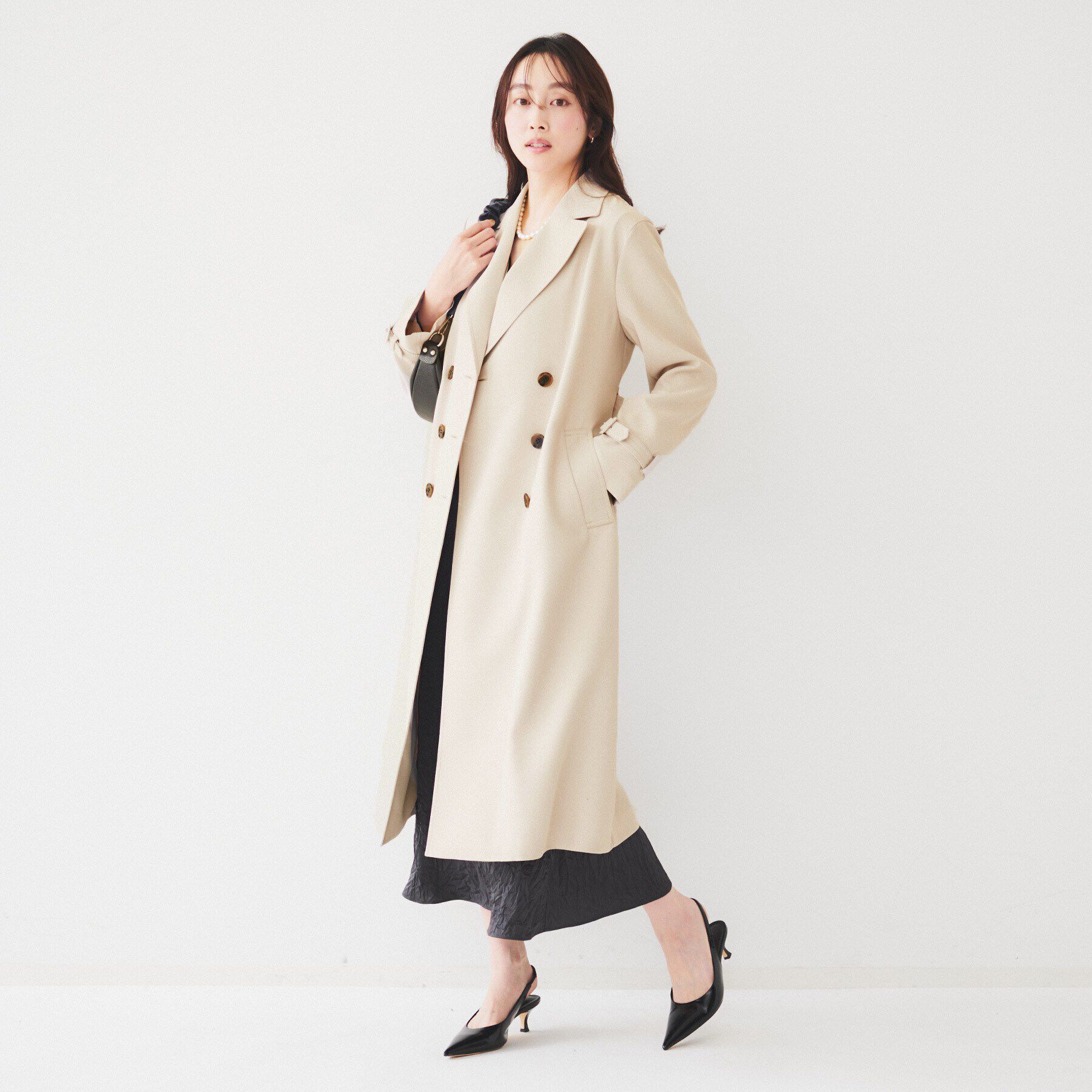 UNTITLED「【通勤】バックサテン トレンチコート」|トレンチコート|
