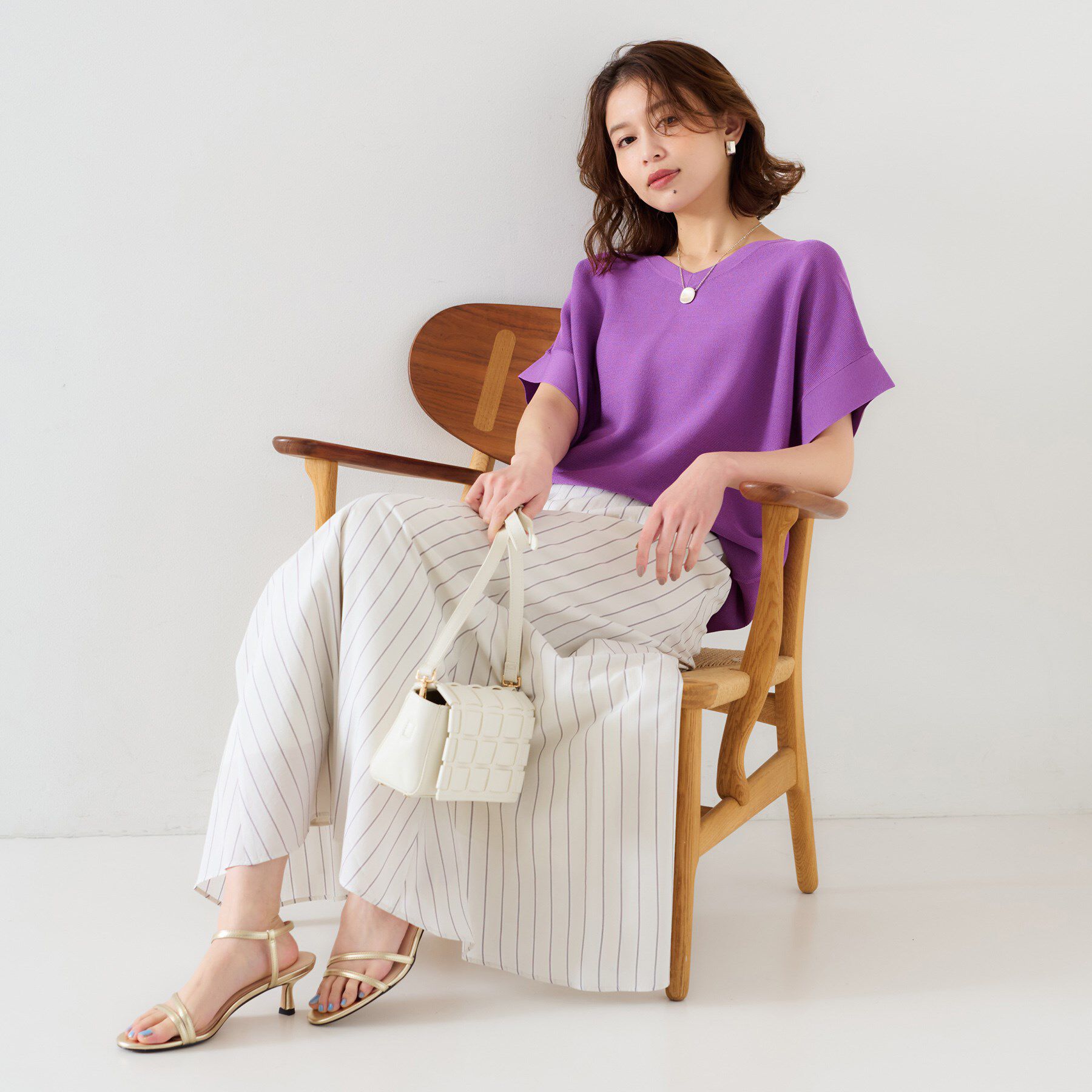 UNTITLED「【12色展開/体型カバー/2way】バウンドスリーブニット」|ニット・セーター|