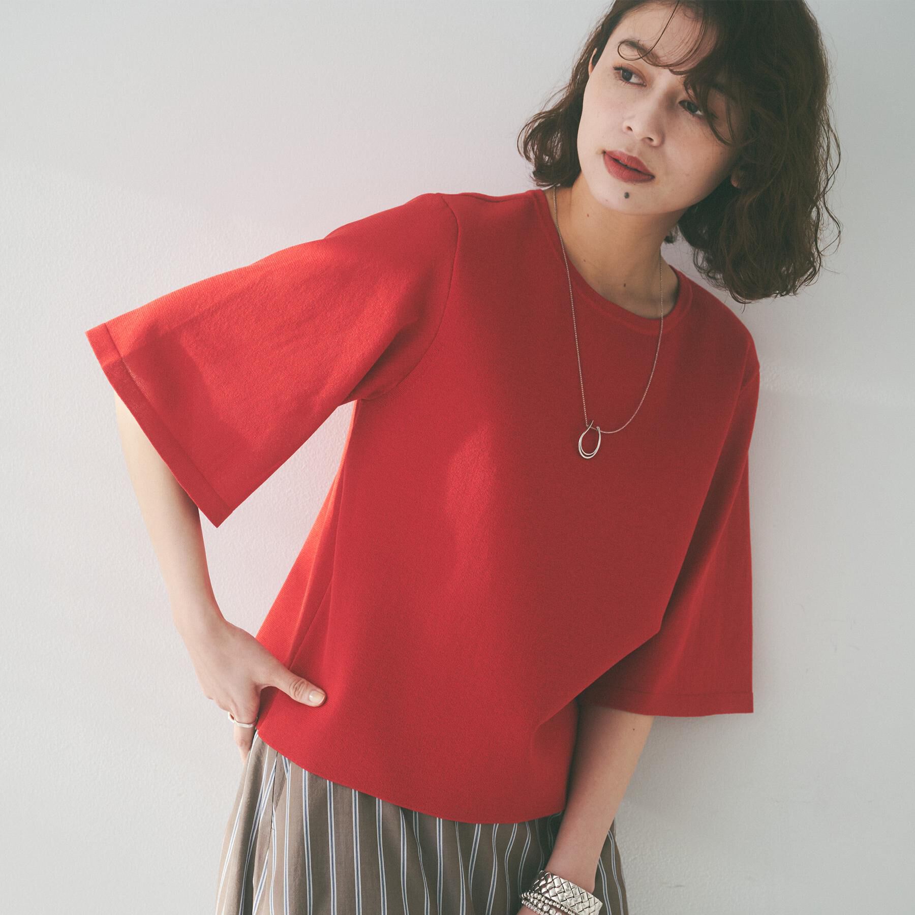 UNTITLED「【清涼感/二の腕カバー】シアープルオーバーニット」|ニット・セーター|