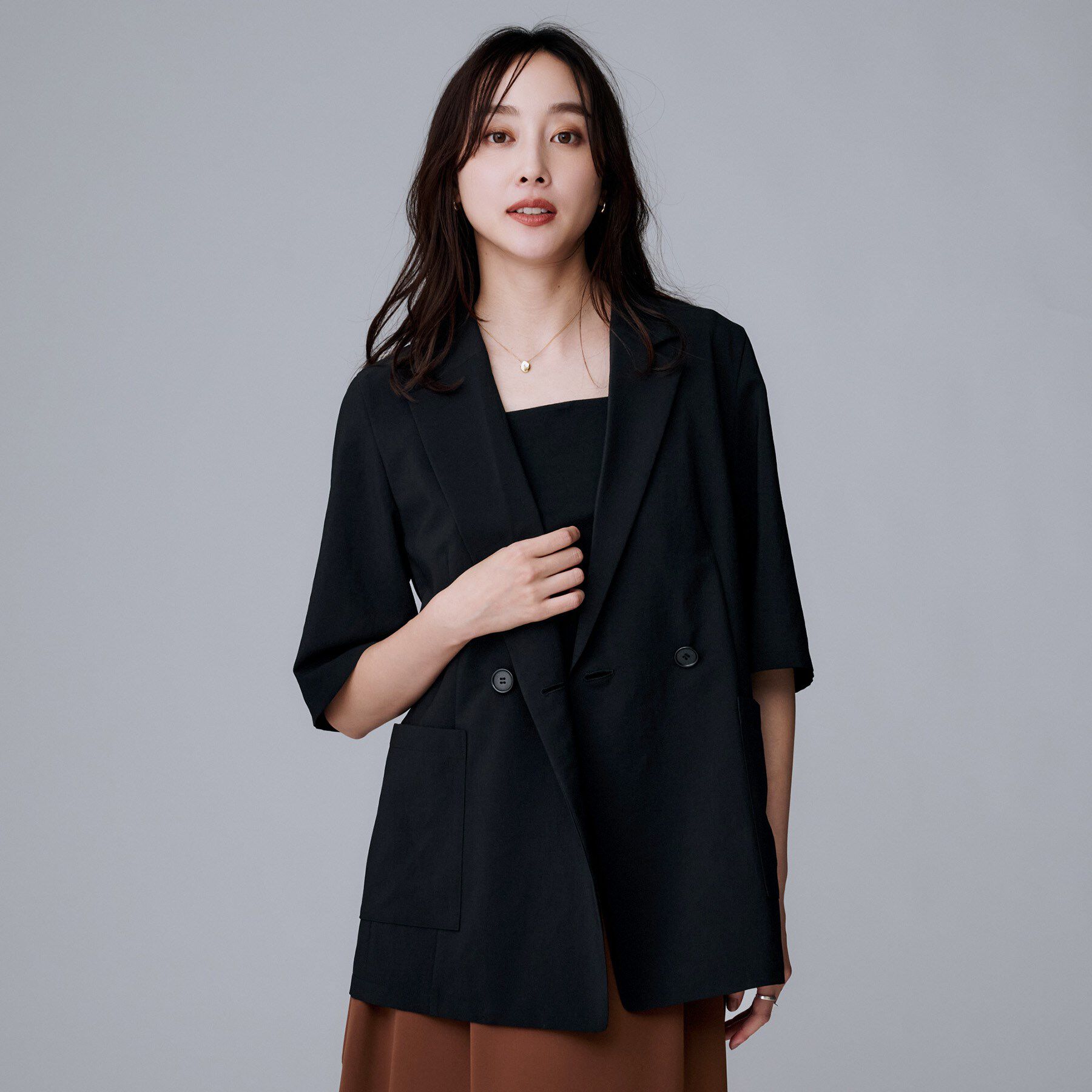 UNTITLED「【吸水速乾/洗える】ハーフスリーブジャケット」|テーラードジャケット|