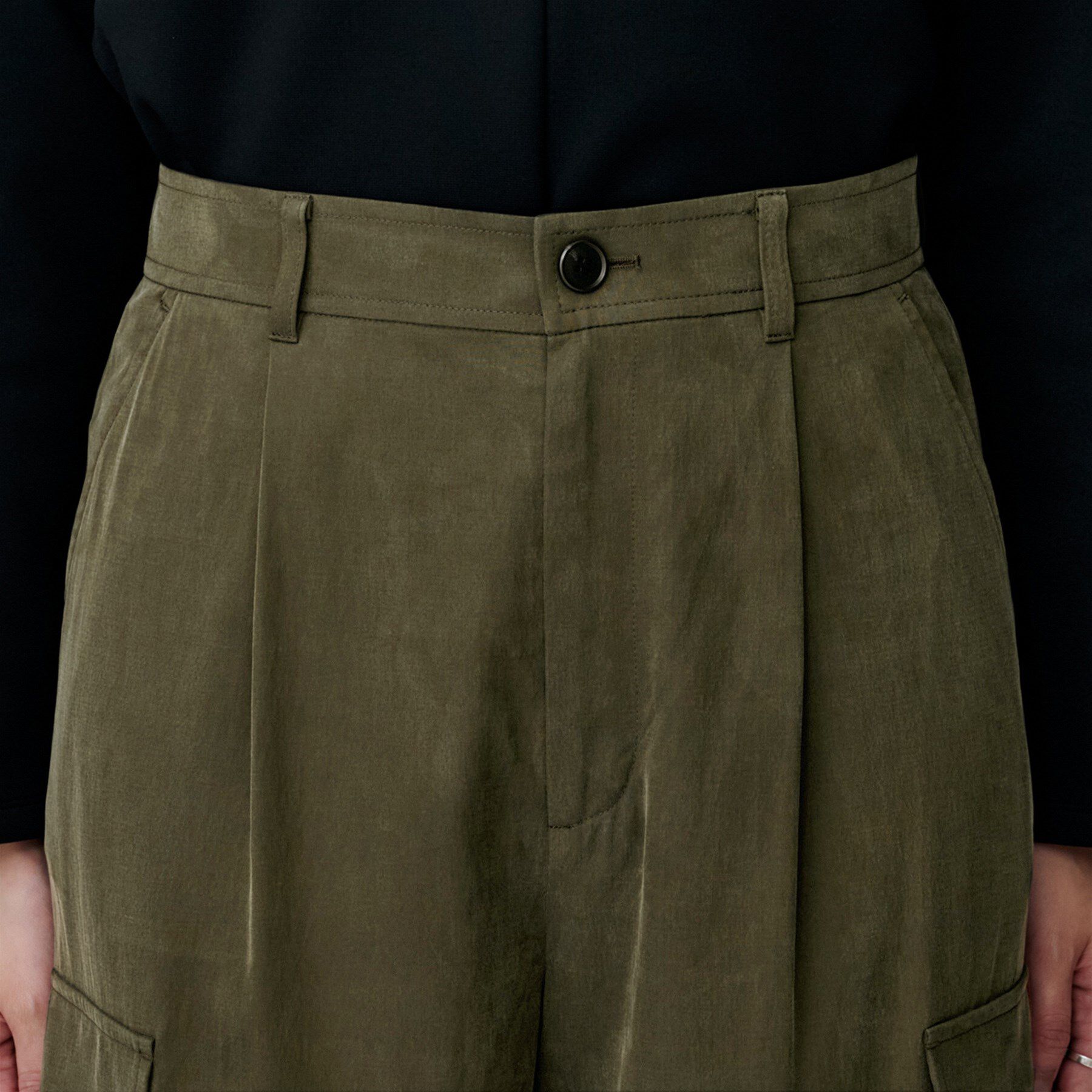 UNTITLED「【大人きれいめ/ストレート/ワイド】キュプラカーゴパンツ」|その他|