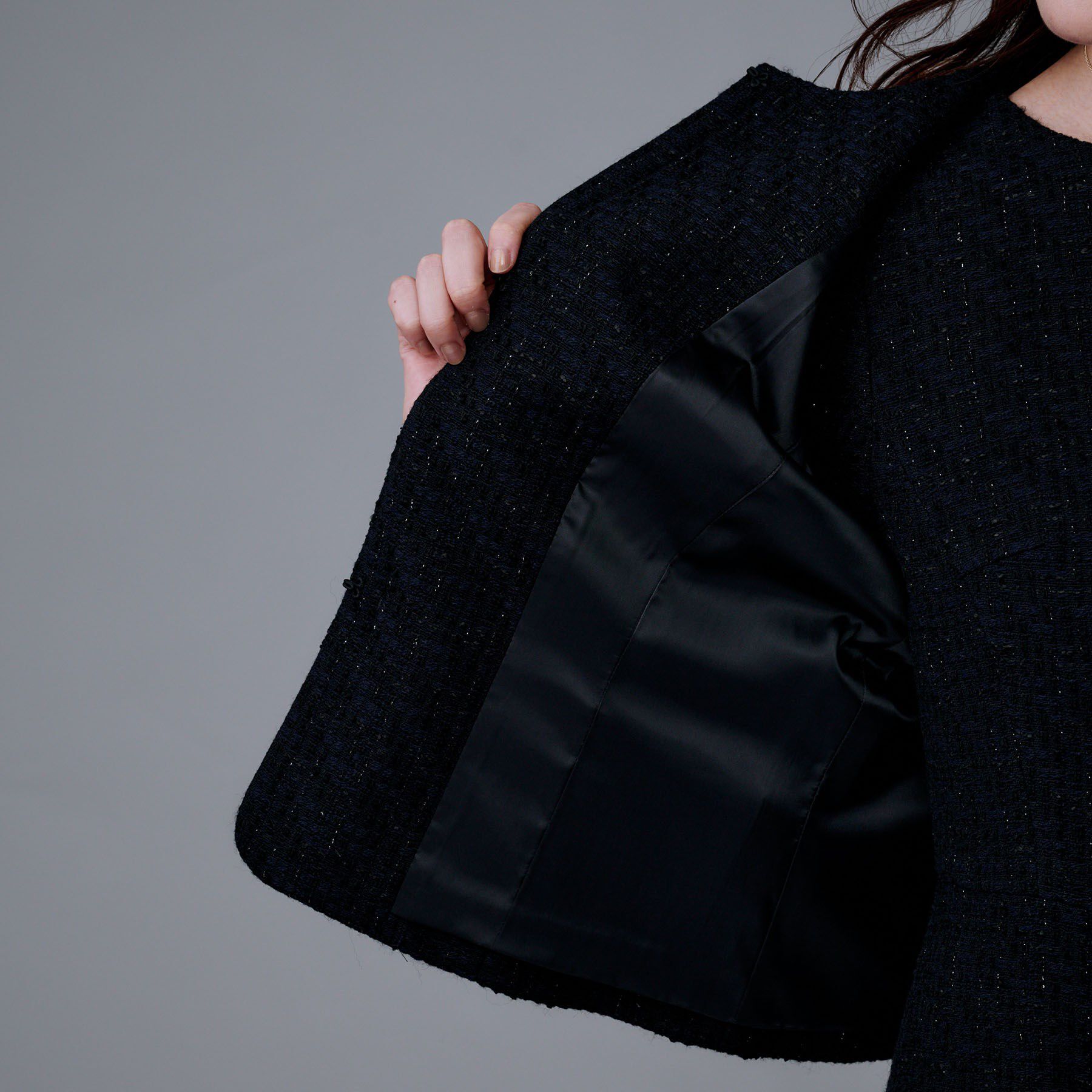 UNTITLED「【セットアップ可/フォーマル】ツイードジャケット」|ノーカラージャケット|