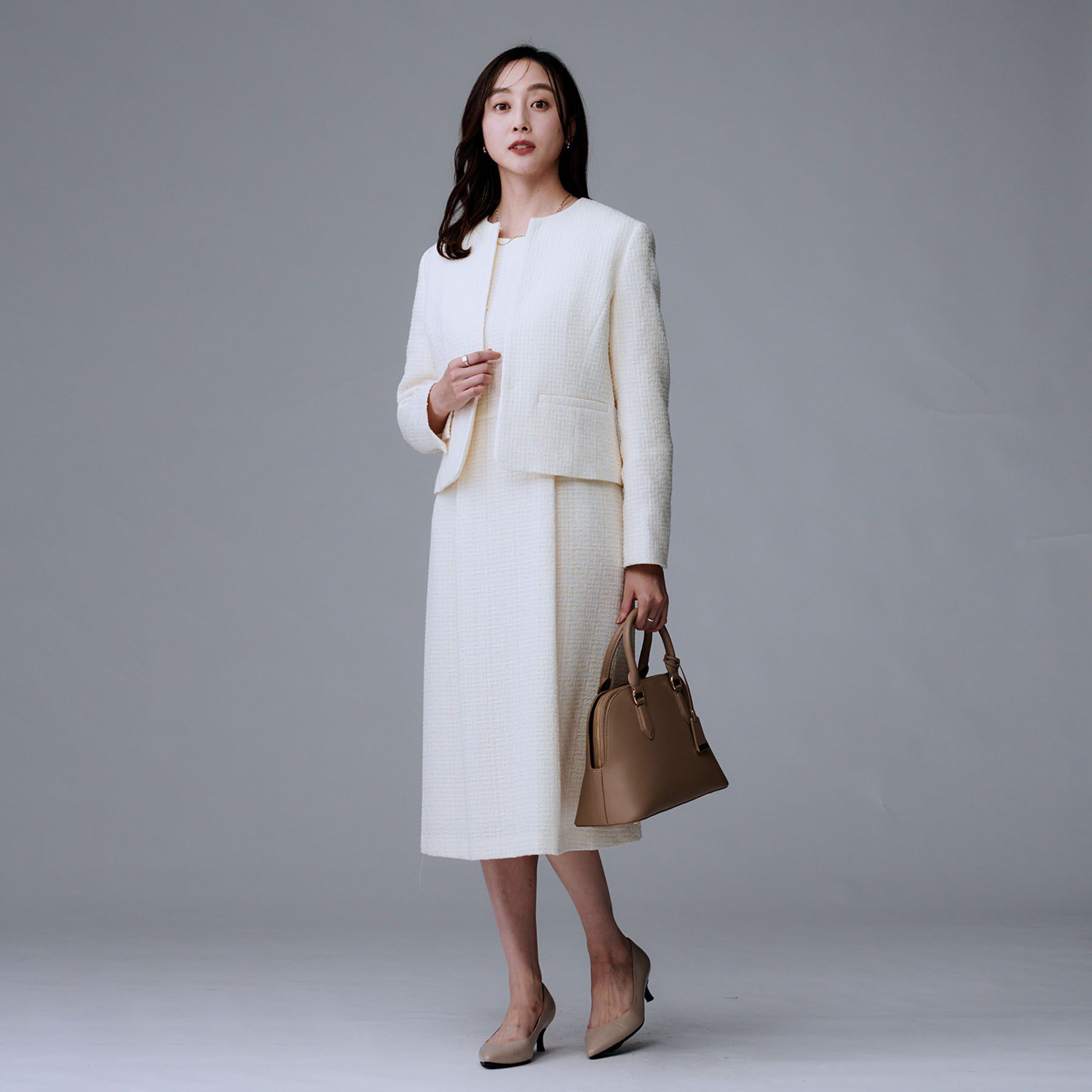 UNTITLED「【セットアップ可/フォーマル】ツイードジャケット」|ノーカラージャケット|