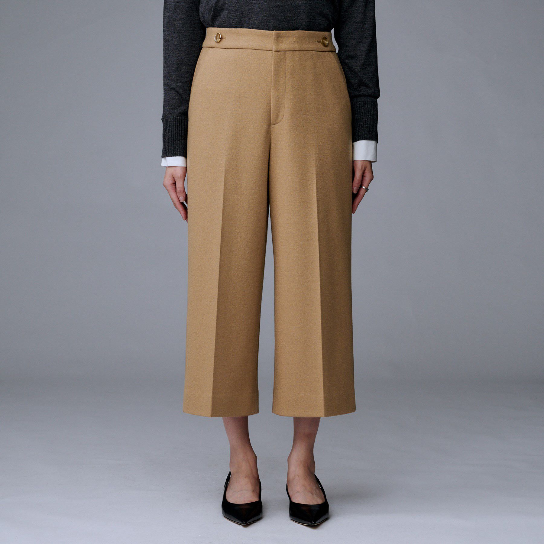 UNTITLED「【ウール100%/ウエスト後ろゴム】 クロップドワイドパンツ」|その他|