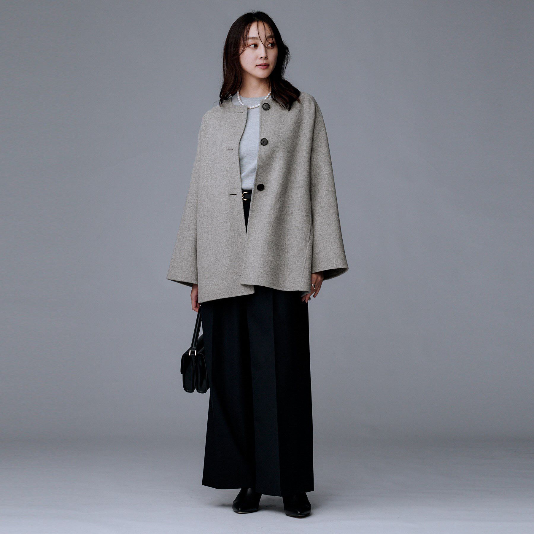 UNTITLED「【ミディ丈/軽やか】セミラグランリバー コート」|ノーカラーコート|