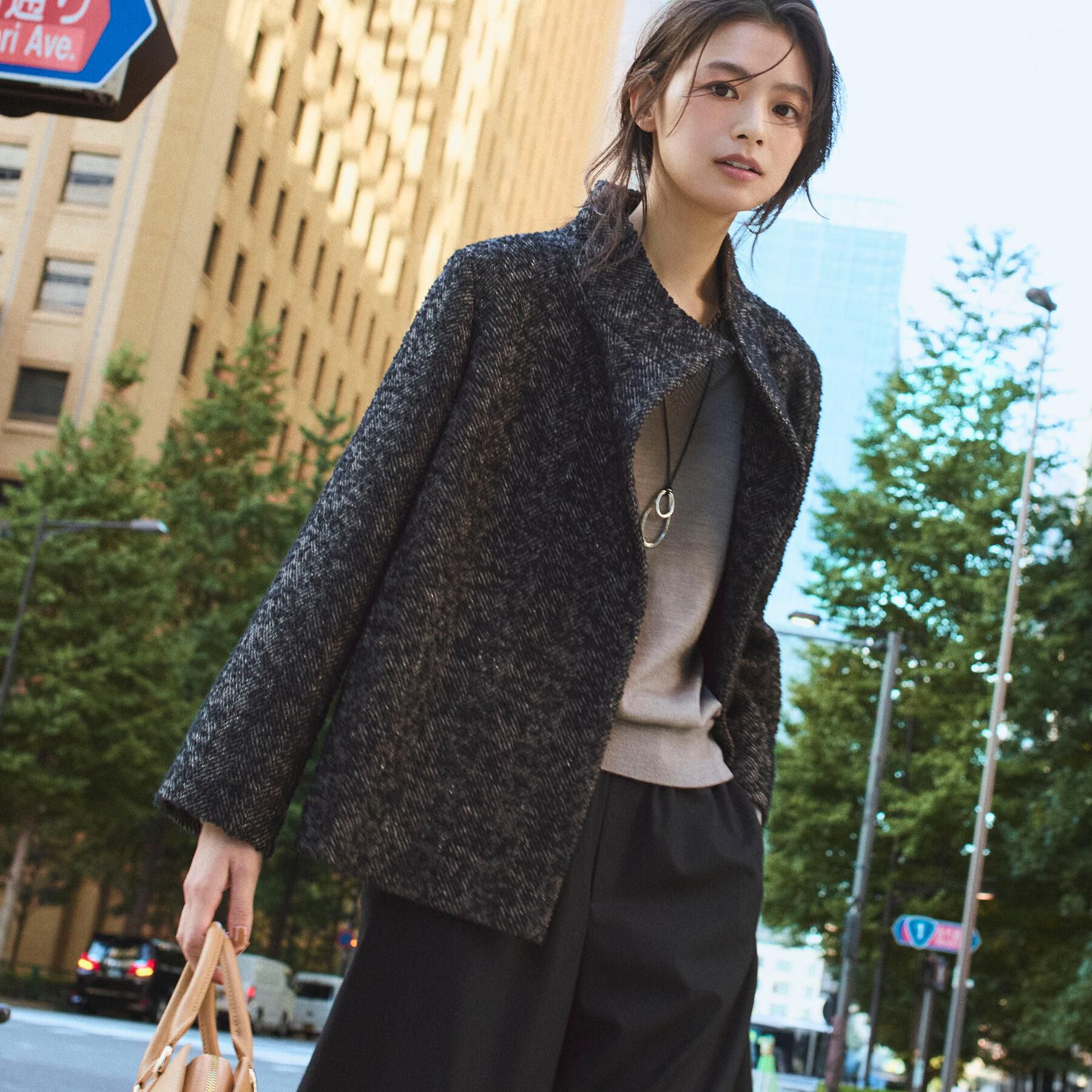 UNTITLED「【エレガント／ミディアウター】ミックスヘリンボンコート」|その他|モカブラウン(442