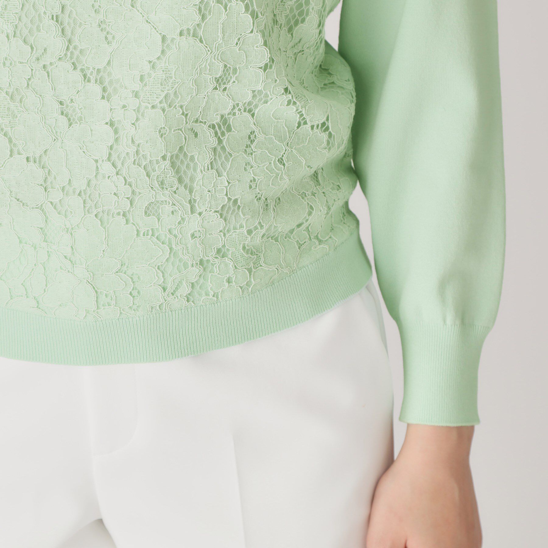 COUP DE CHANCE「【洗える】レース使いニットプルオーバー」|ニット・セーター|