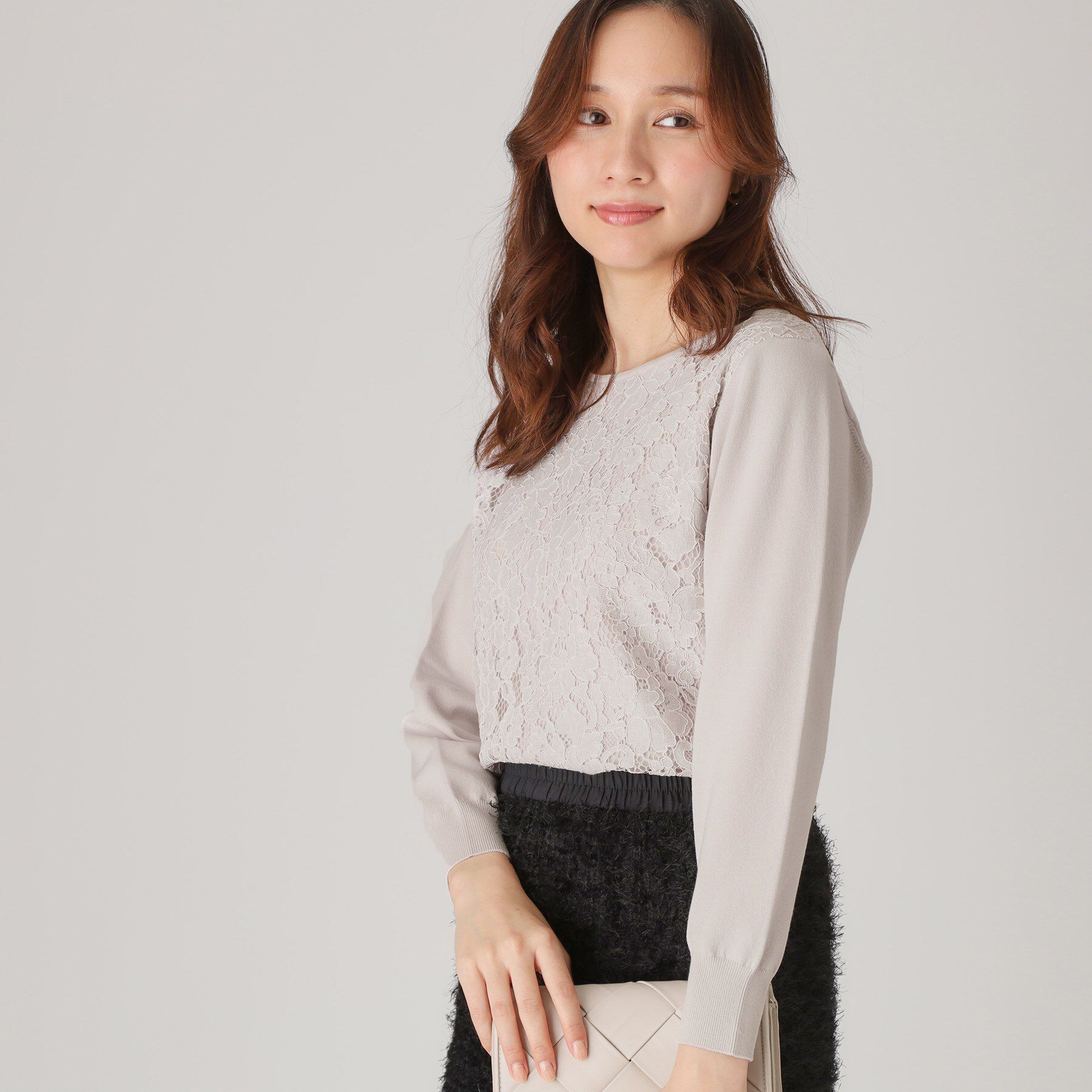 COUP DE CHANCE「【洗える】レース使いニットプルオーバー」|ニット・セーター|