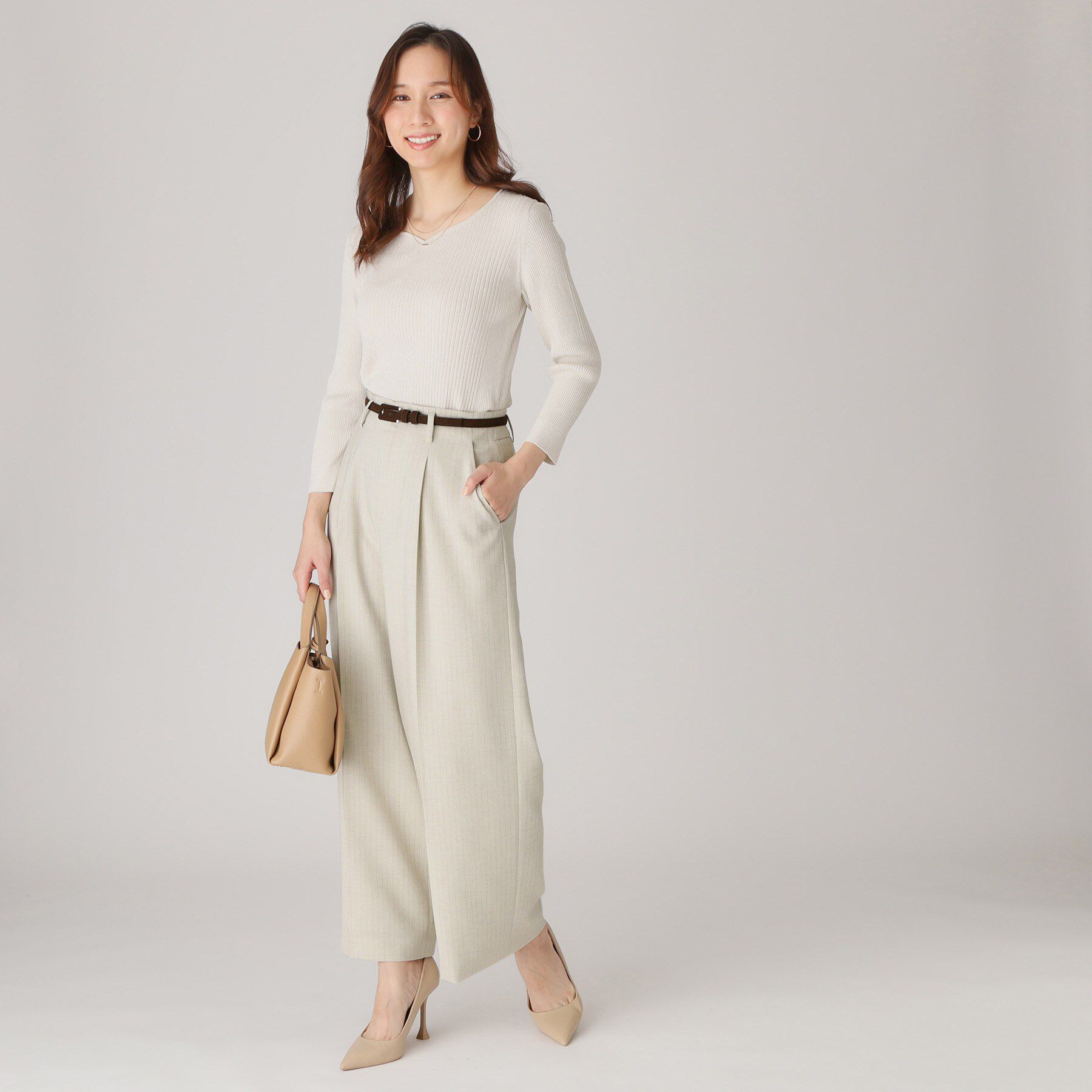 COUP DE CHANCE「【洗える／ウエスト後ろゴム】ストライプ柄ワイドパンツ」|その他|