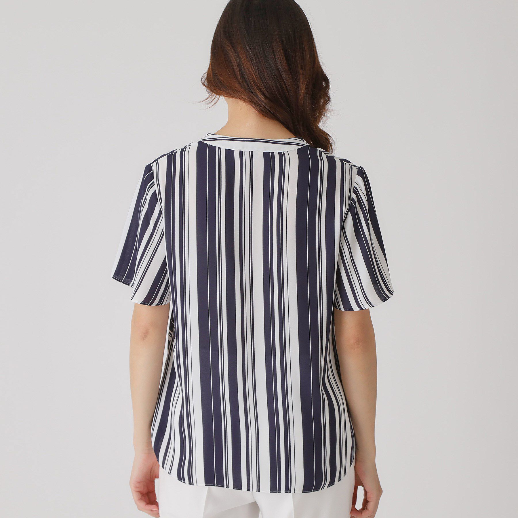 COUP DE CHANCE「【洗える／日本製】ストライプ&times;ボーダーブラウス」|シャツ・ブラウス|