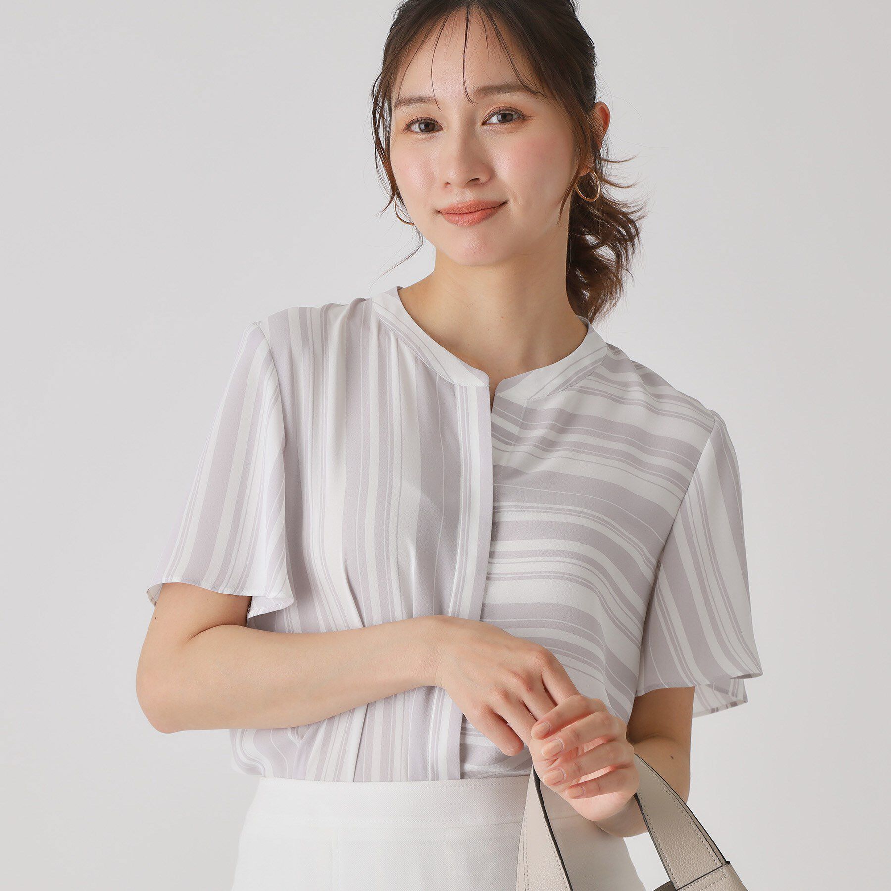 COUP DE CHANCE「【洗える／日本製】ストライプ&times;ボーダーブラウス」|シャツ・ブラウス|