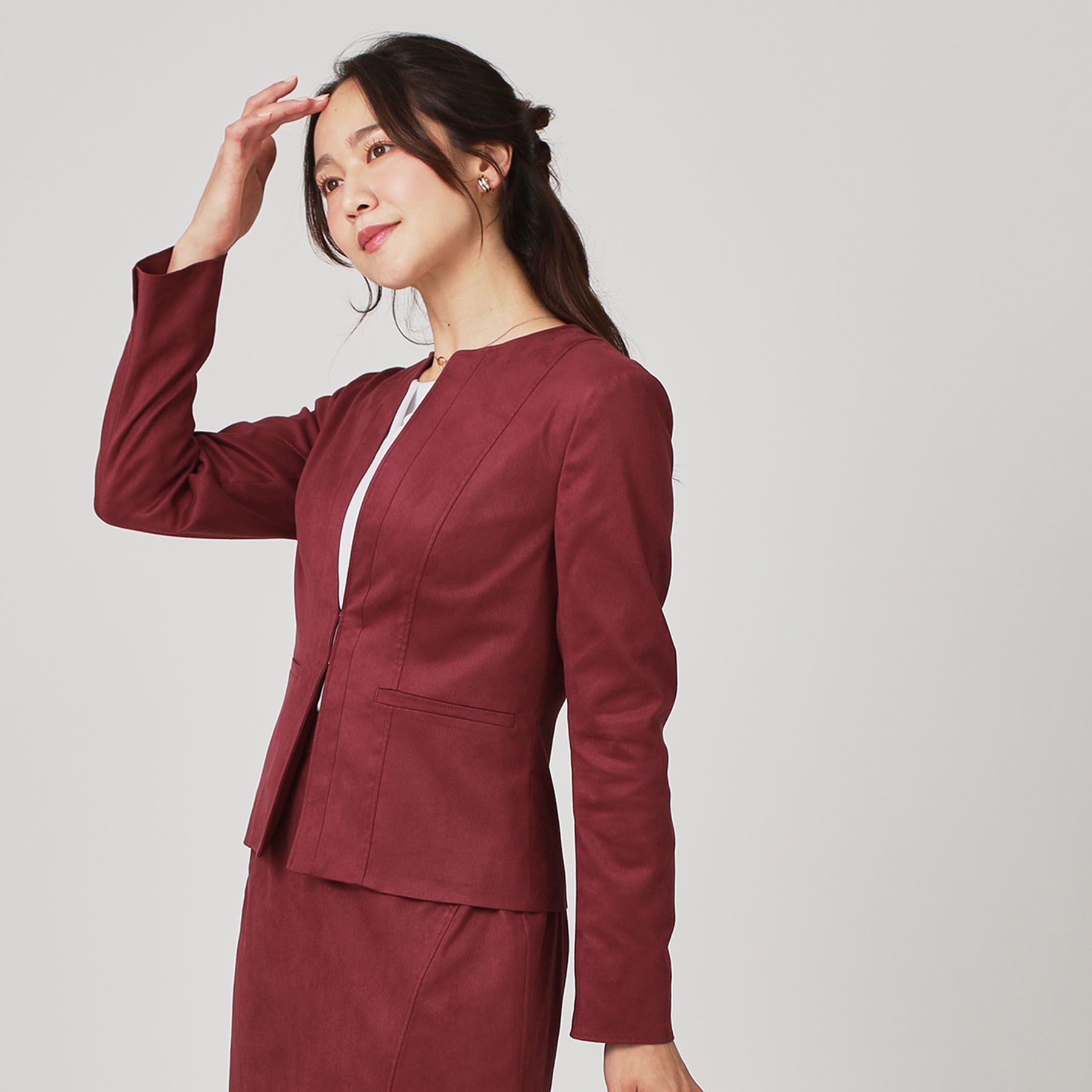 COUP DE CHANCE「【手洗い可／日本製】スェード調ノーカラージャケット」|ノーカラージャケット|