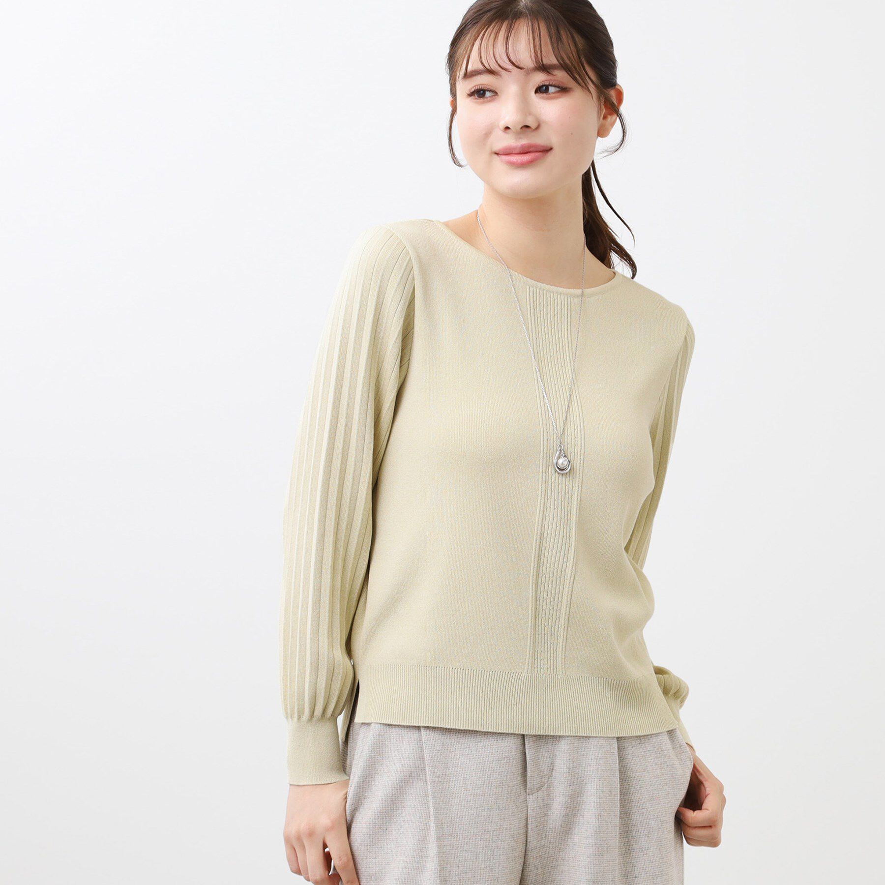 Reflect「【大人気ニットに新色登場！マイカラニット+／細見え／WEB限定カラーあり／マシンウォッシュ可／選べる」|ニット・セーター|ライトイエロー(03