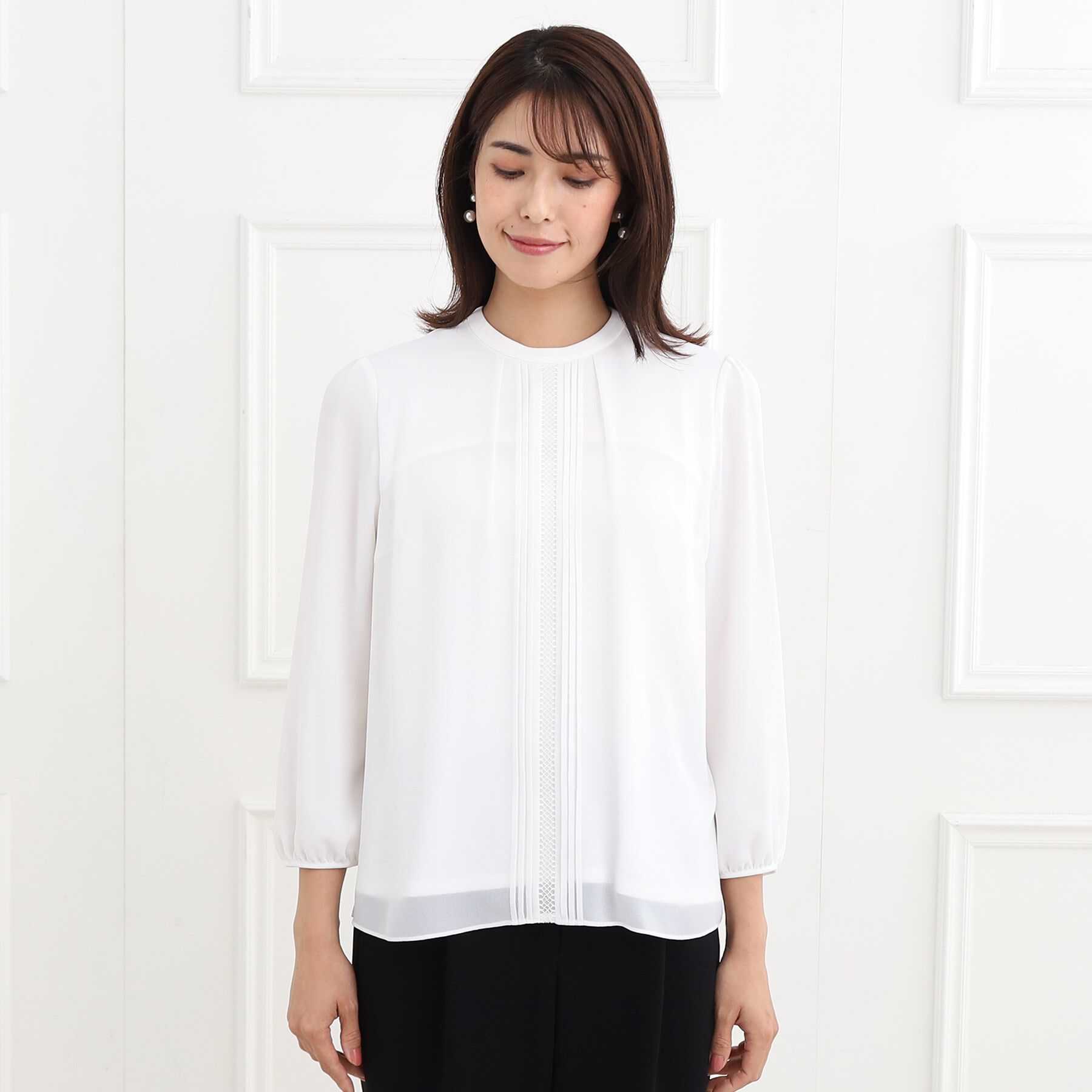 Reflect「【マシンウォッシュ可】フロントレースブラウス」|シャツ・ブラウス|