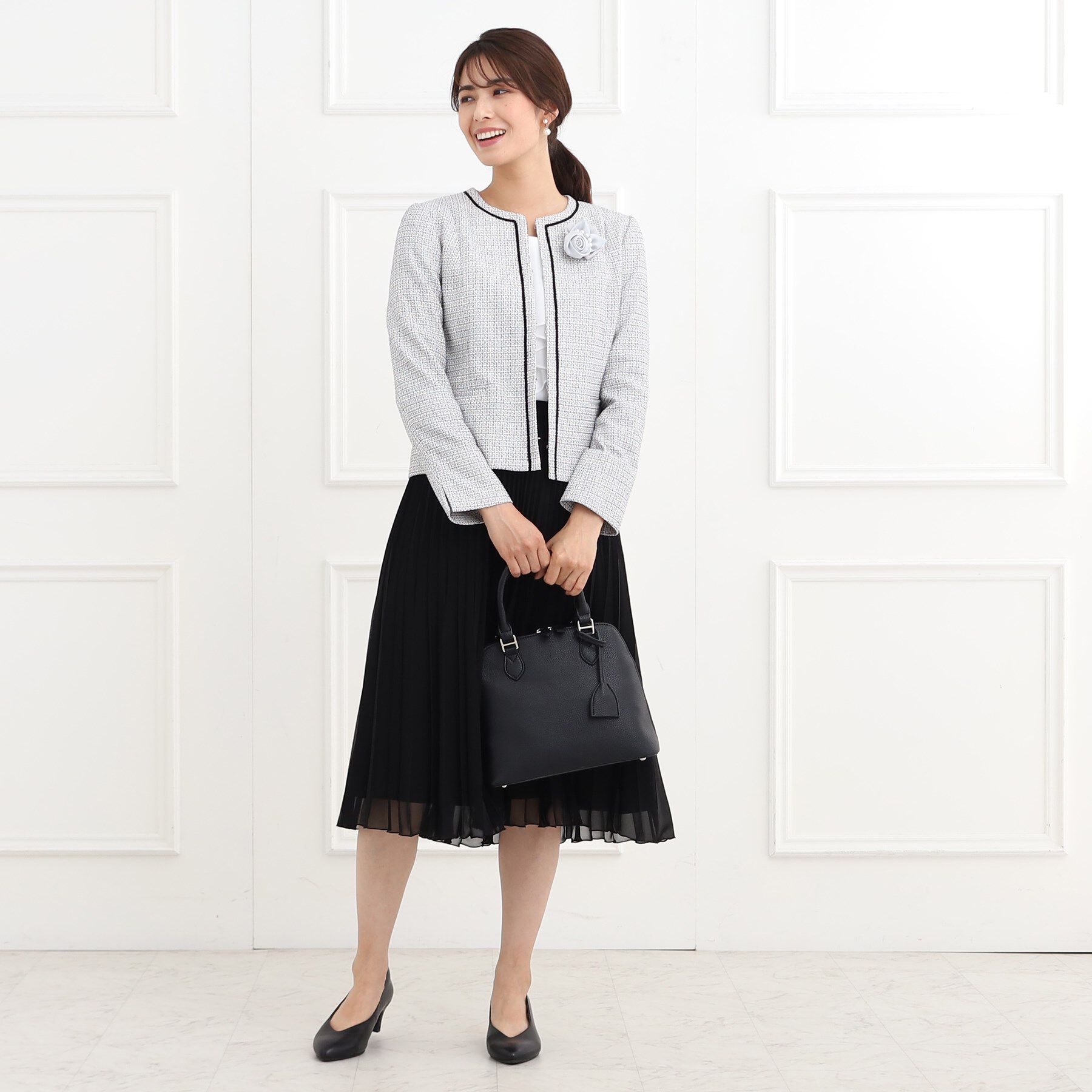 Reflect「【フォーマル/セットアップ可】ツイードジャケット」|ノーカラージャケット|