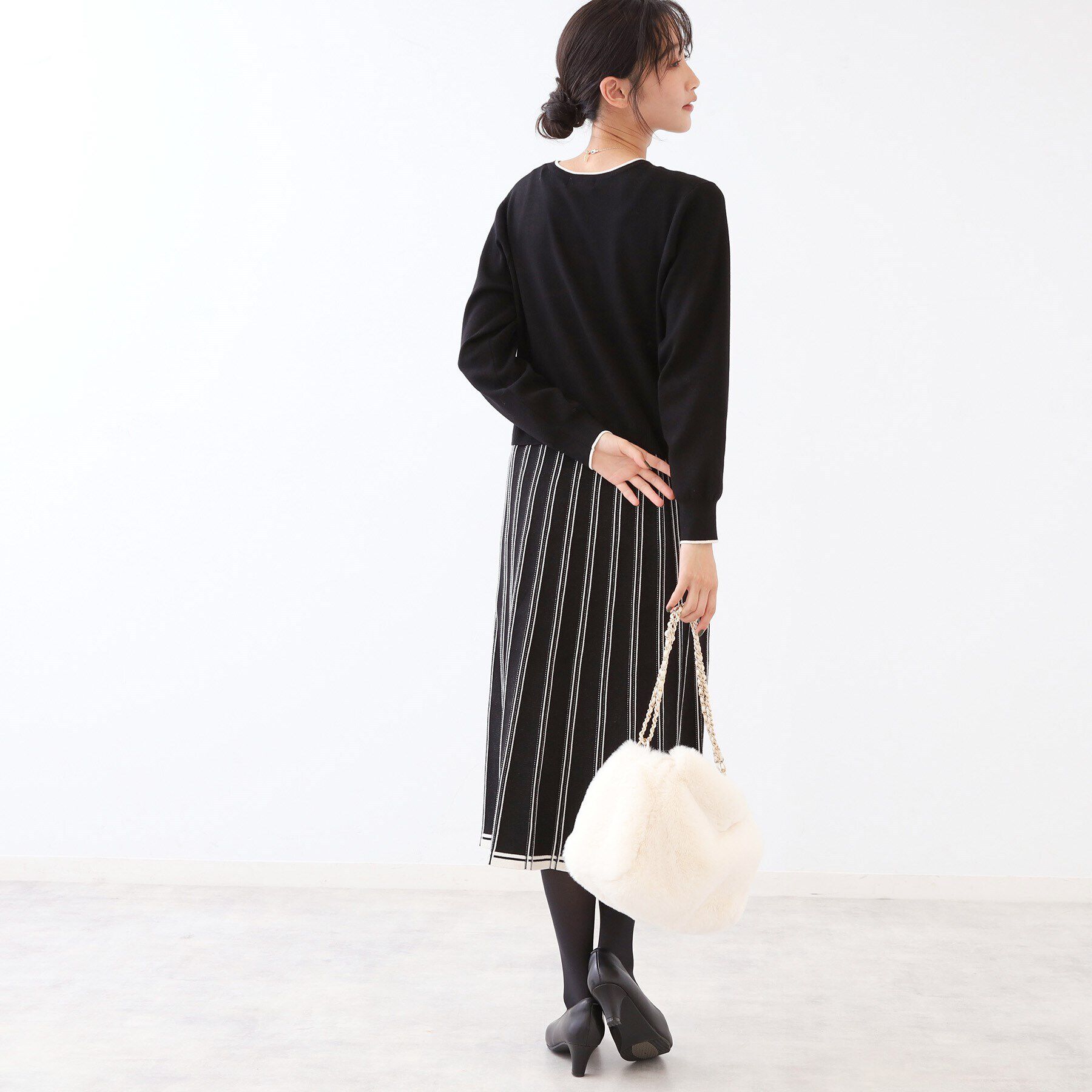 Reflect「【真冬から春まで着られる】バイカラーニットワンピース」|ワンピース|