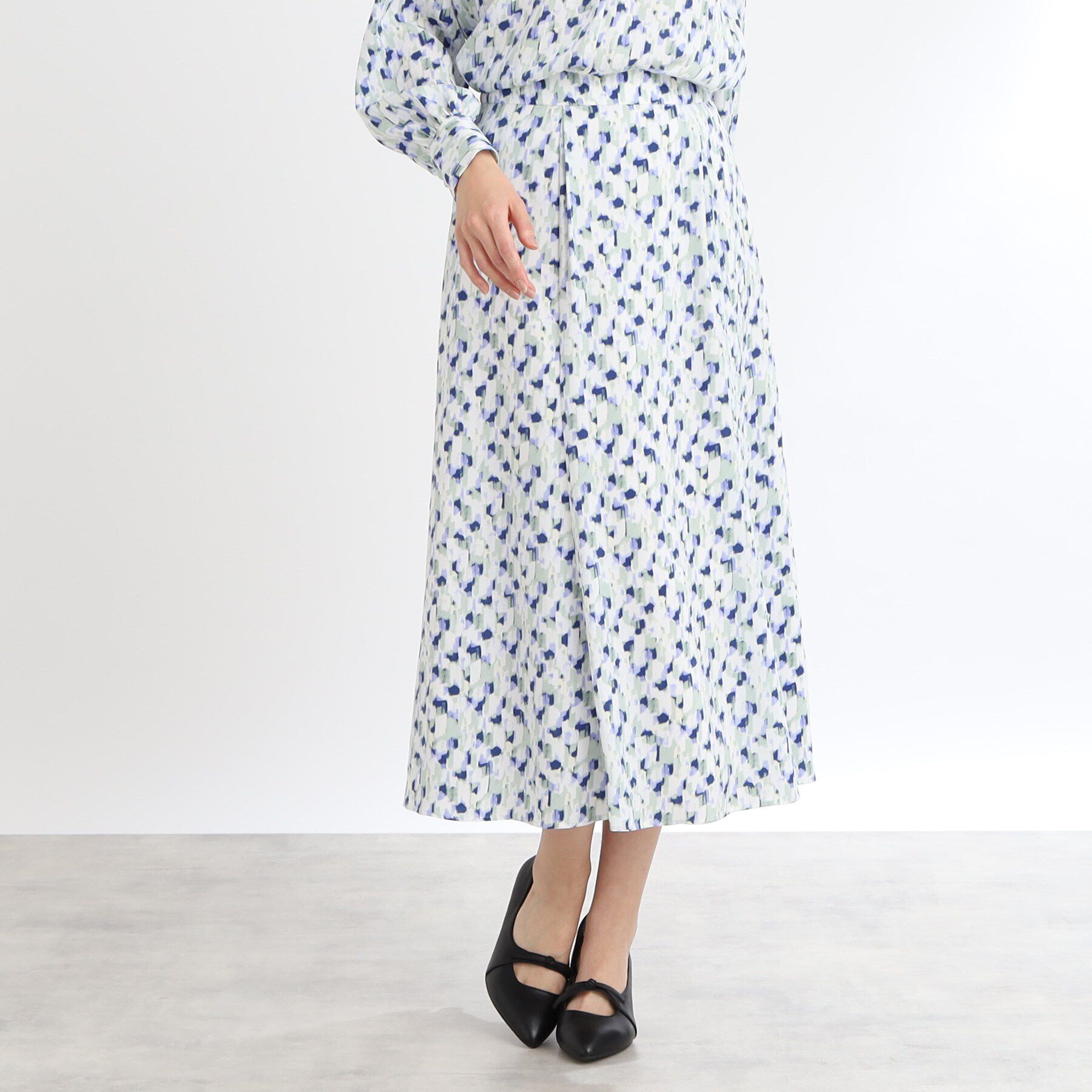 Reflect「【マシンウォッシュ可／セットアップ可】フリュイドプリントスカート」|スカート|