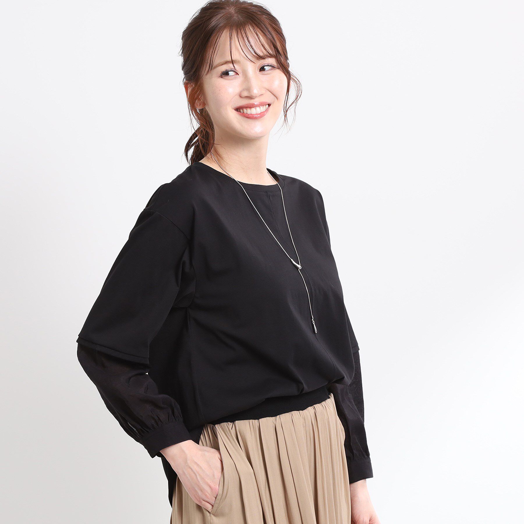 Reflect「【手洗い可】プルオーバージャージ」|Tシャツ・カットソー|ブラック(019)