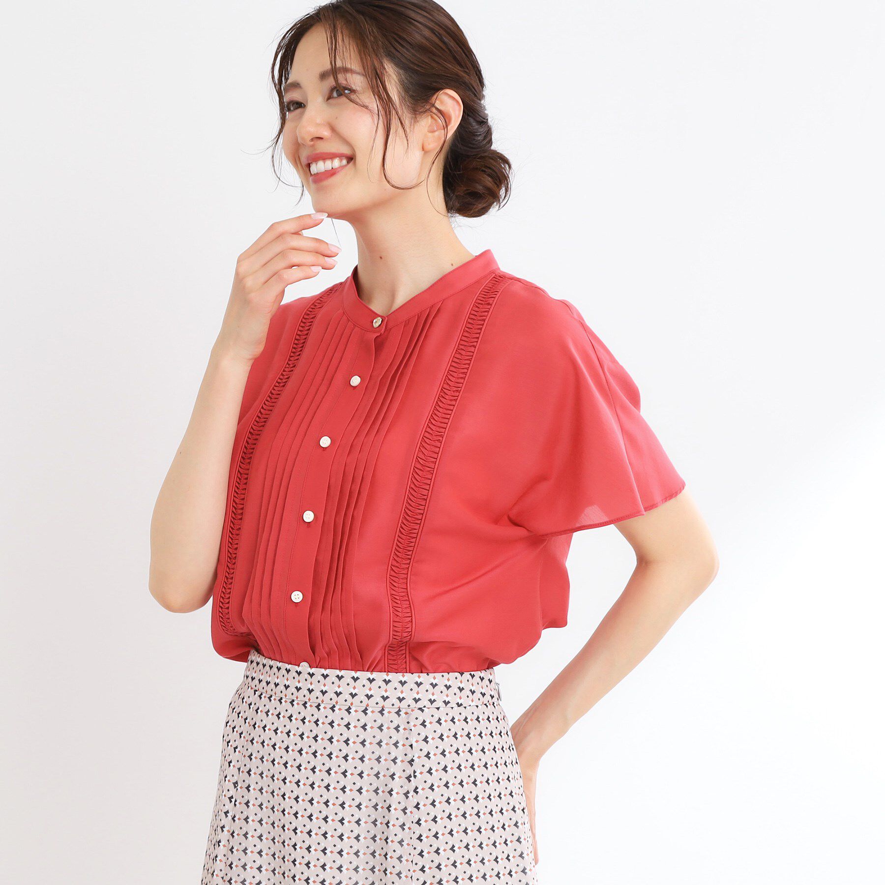 Reflect「【選べる7色◎／手洗い可】フロントピンタックデザインブラウス」|シャツ・ブラウス|