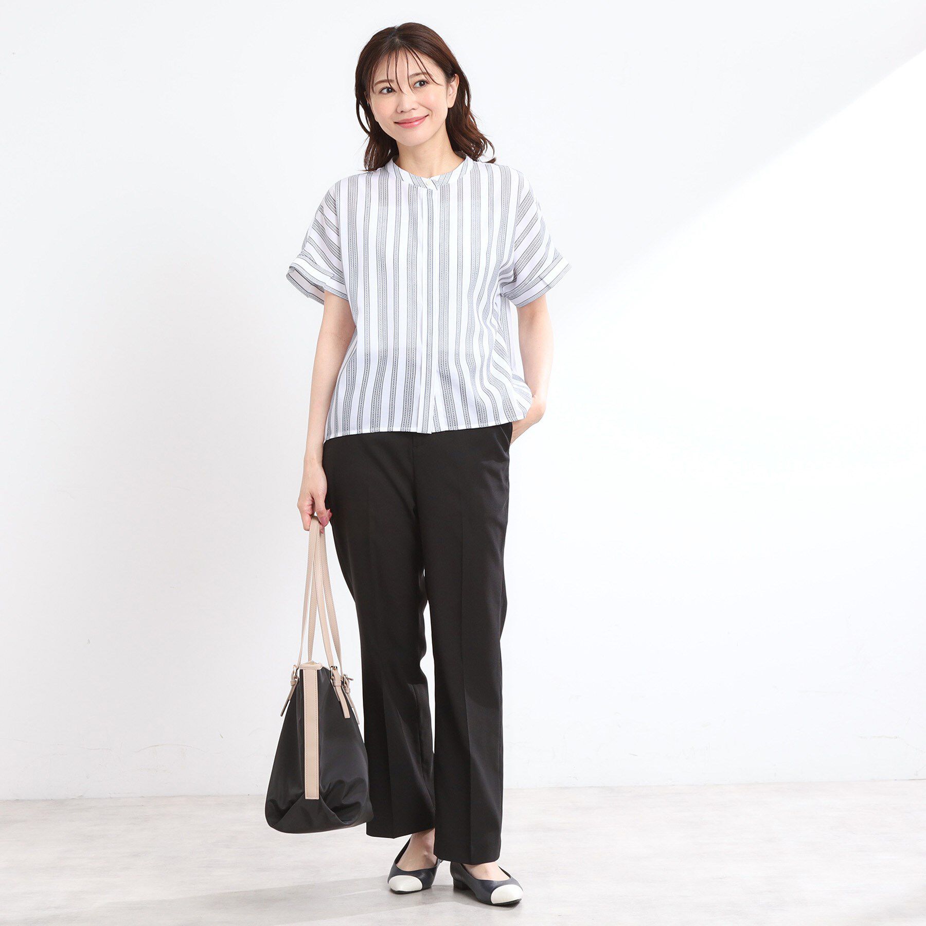 Reflect「【洗える】ドビーストライプブラウス」|シャツ・ブラウス|