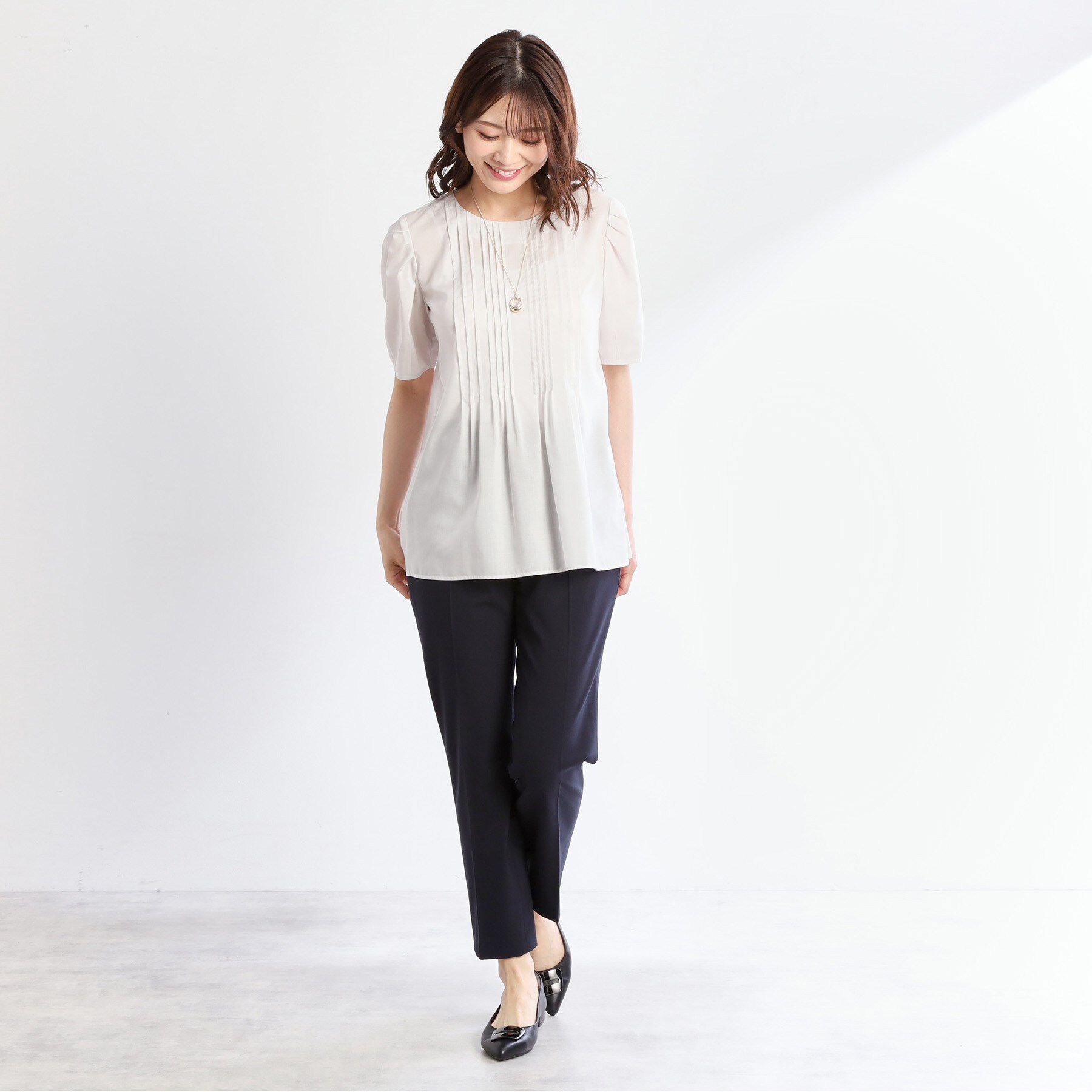 Reflect「【すっきり見え！長め丈】ピンタックデザインチュニックブラウス」|シャツ・ブラウス|