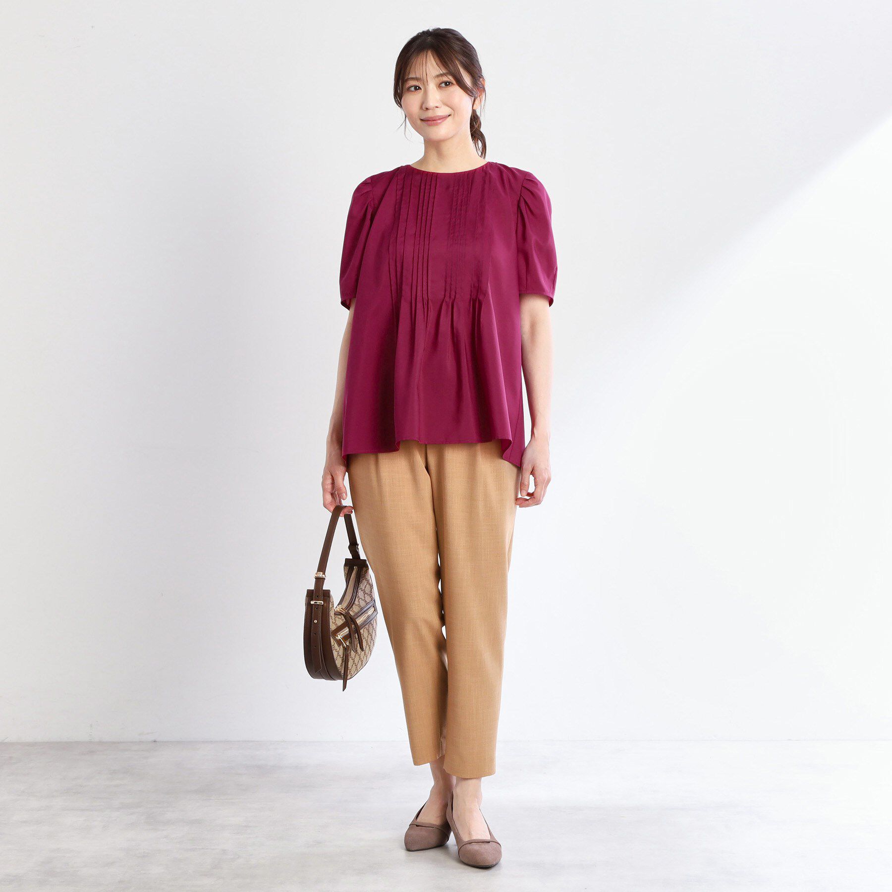 Reflect「【すっきり見え！長め丈】ピンタックデザインチュニックブラウス」|シャツ・ブラウス|